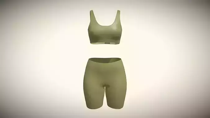 Ladies Yoga Bra With Shorts In Low Poly