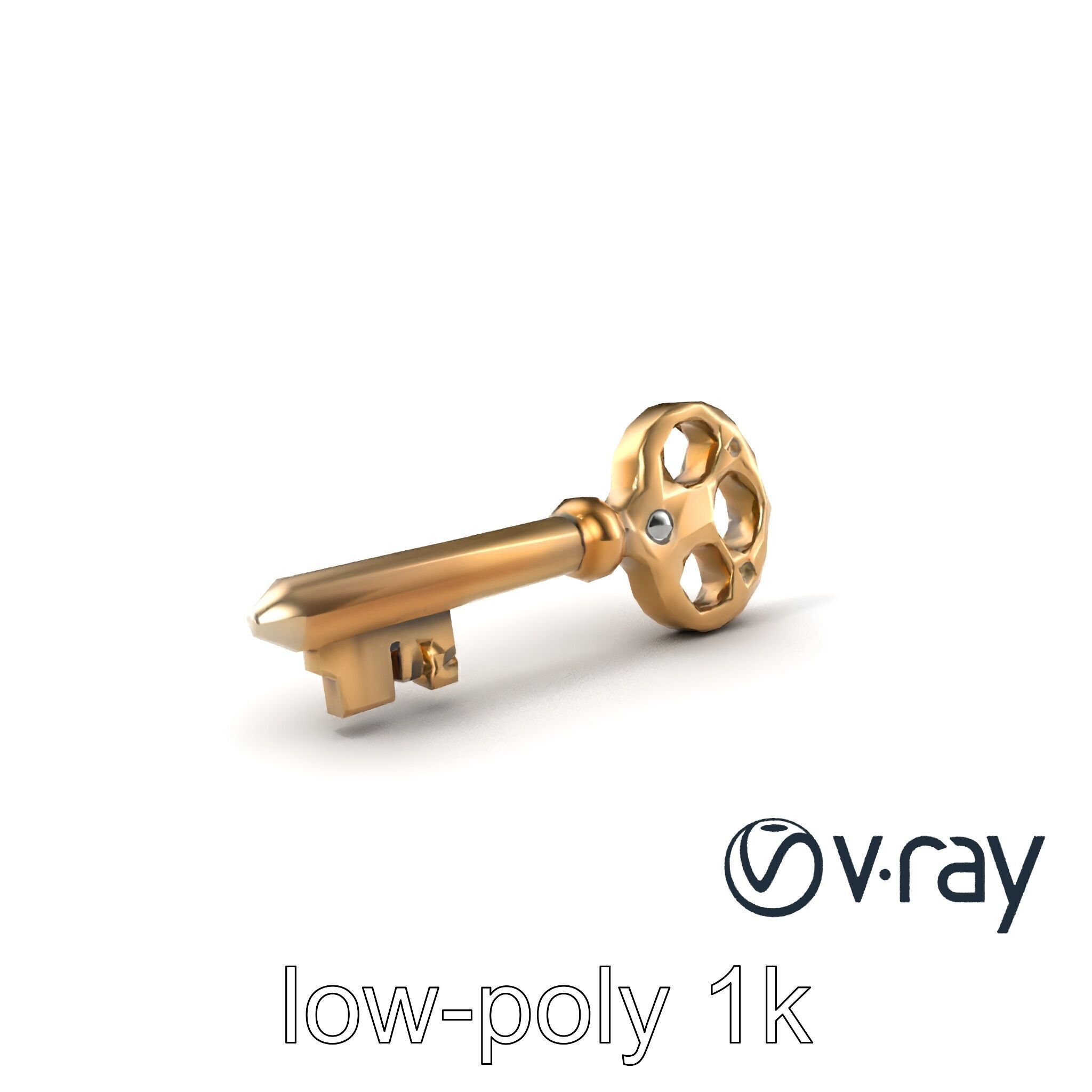 Detailed Ornate Vintage Key model pack Low-poly 3D model_5