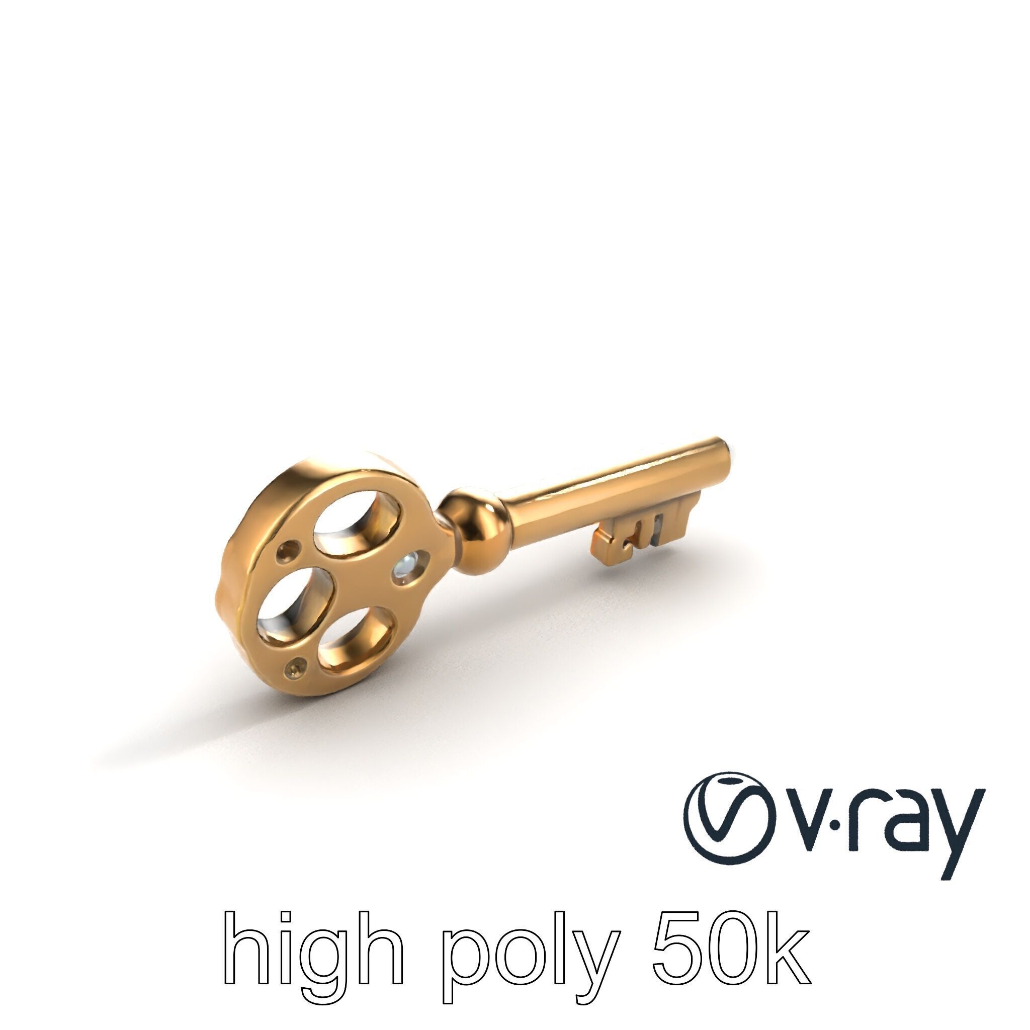 Detailed Ornate Vintage Key model pack Low-poly 3D model_11