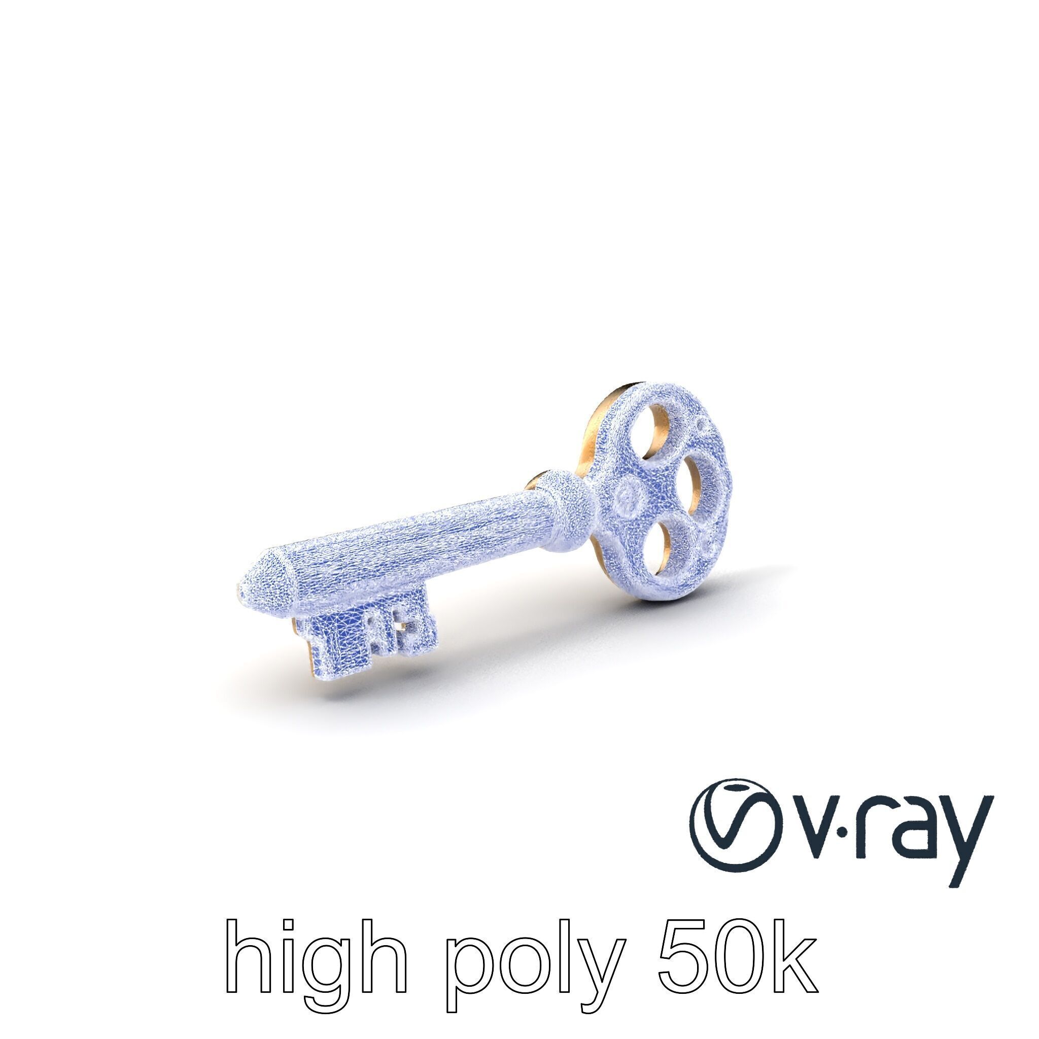 Detailed Ornate Vintage Key model pack Low-poly 3D model_10