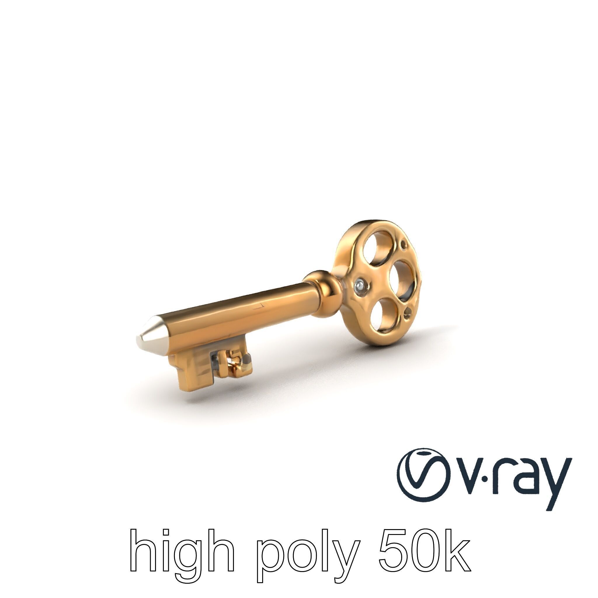 Detailed Ornate Vintage Key model pack Low-poly 3D model_2