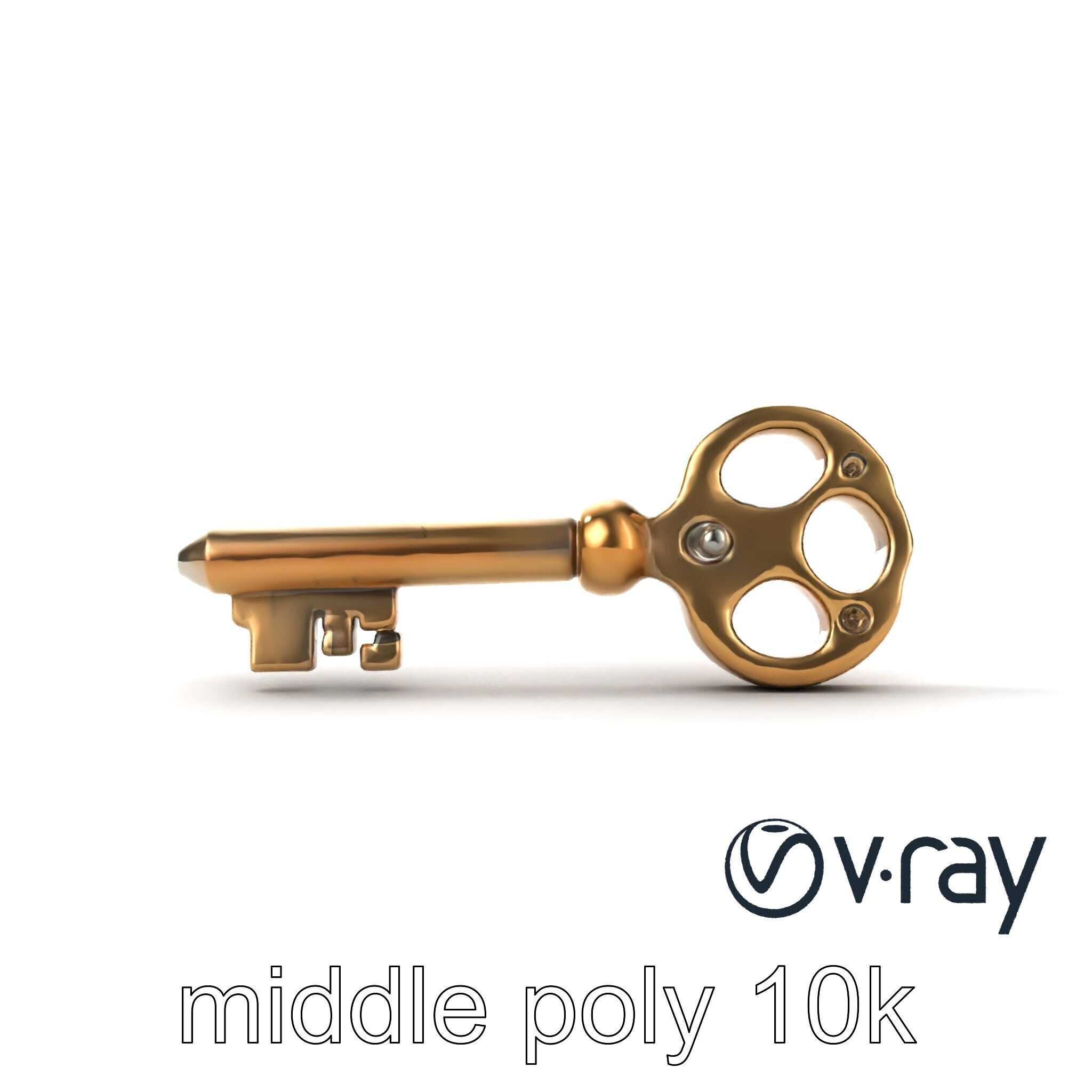Detailed Ornate Vintage Key model pack Low-poly 3D model_13