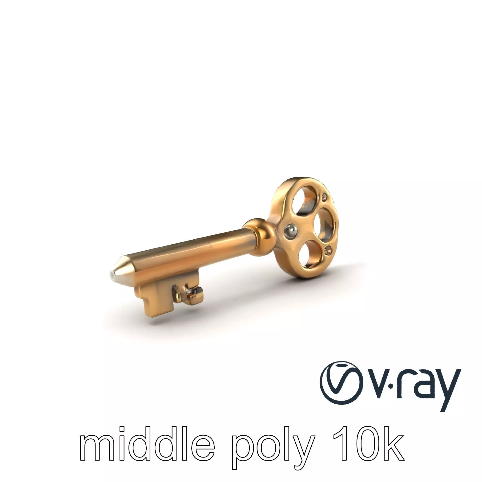 Detailed Ornate Vintage Key model pack Low-poly 3D model_0