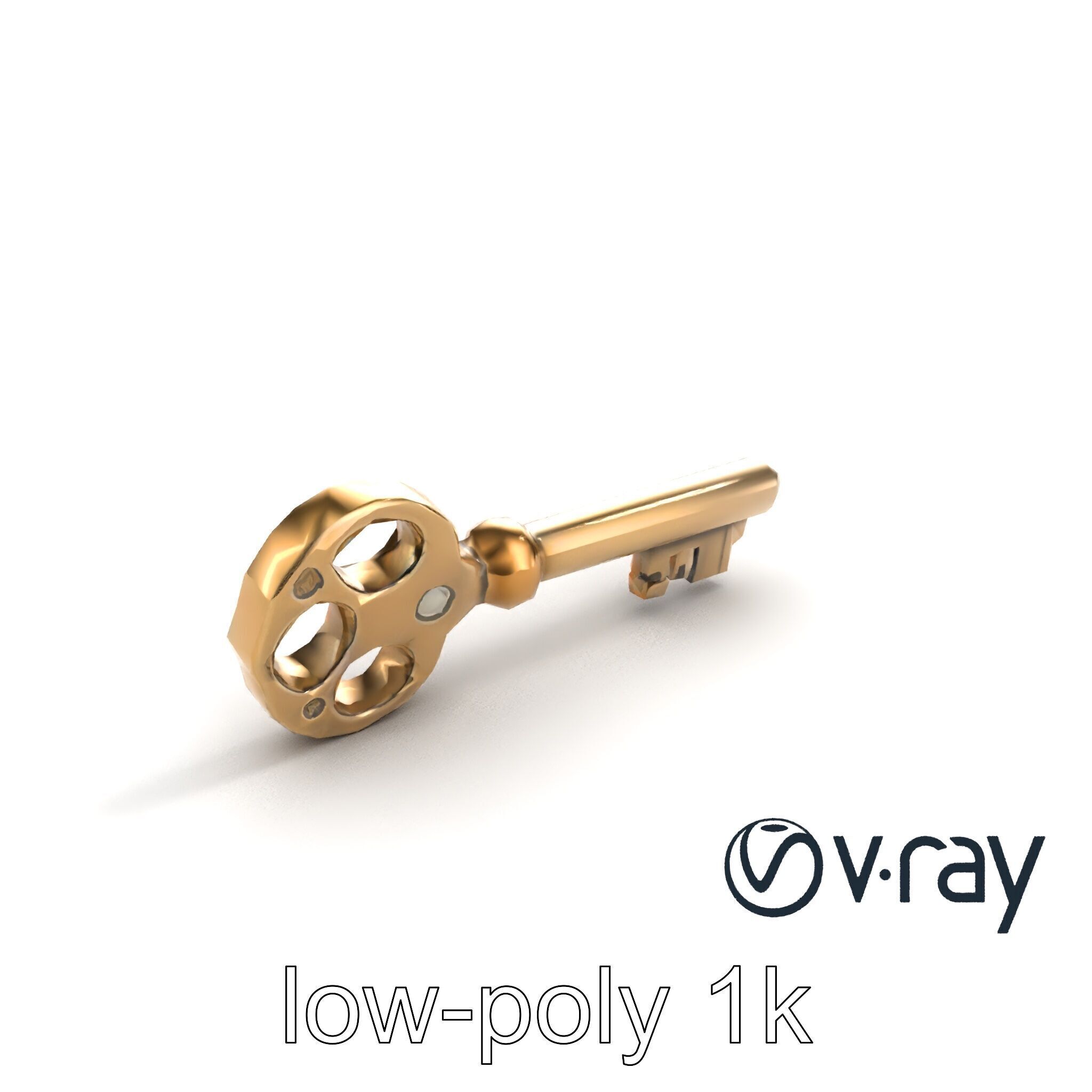 Detailed Ornate Vintage Key model pack Low-poly 3D model_9