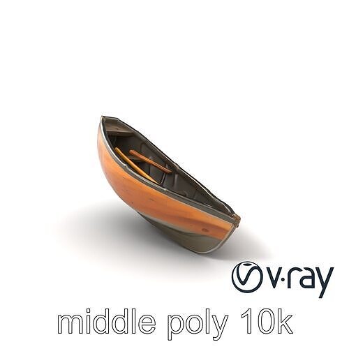 Weathered Rowboat with Oars 3D model pack Low-poly 3D model