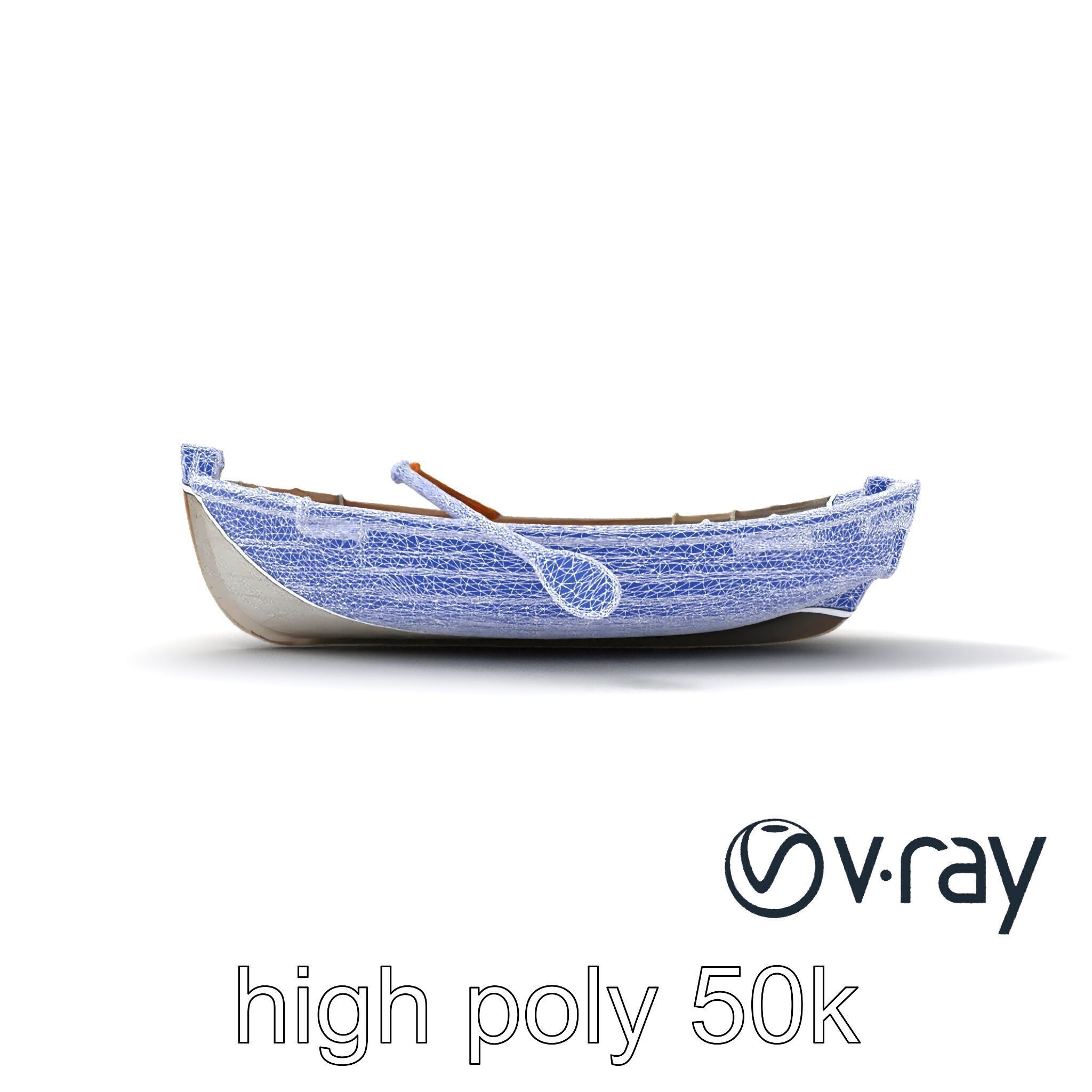Rustic Rowboat with Oars model pack Low-poly 3D model_25