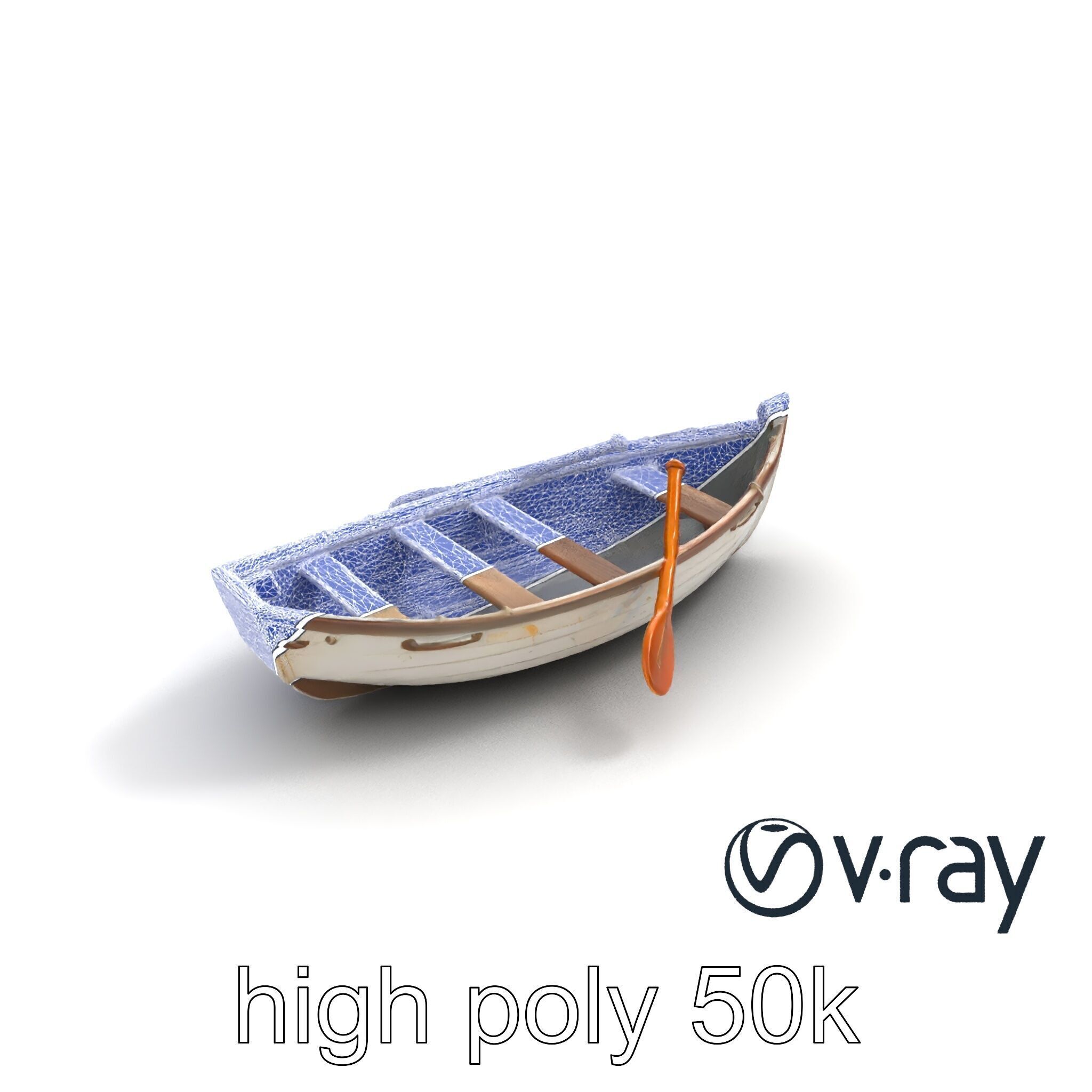 Rustic Rowboat with Oars model pack Low-poly 3D model_29