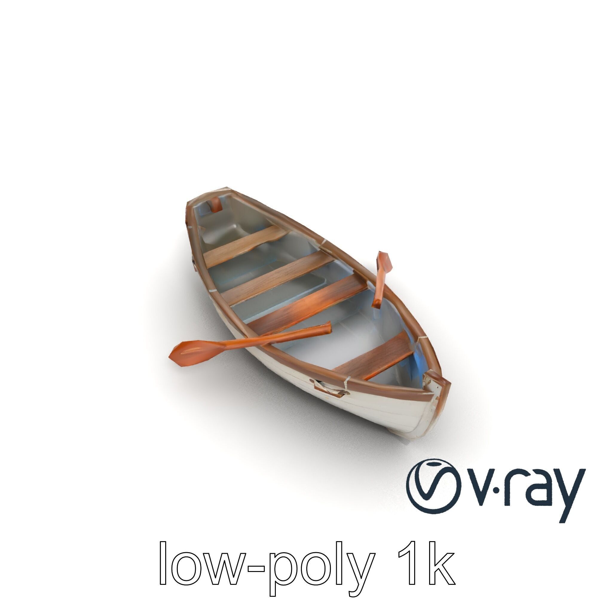 Rustic Rowboat with Oars model pack Low-poly 3D model_11