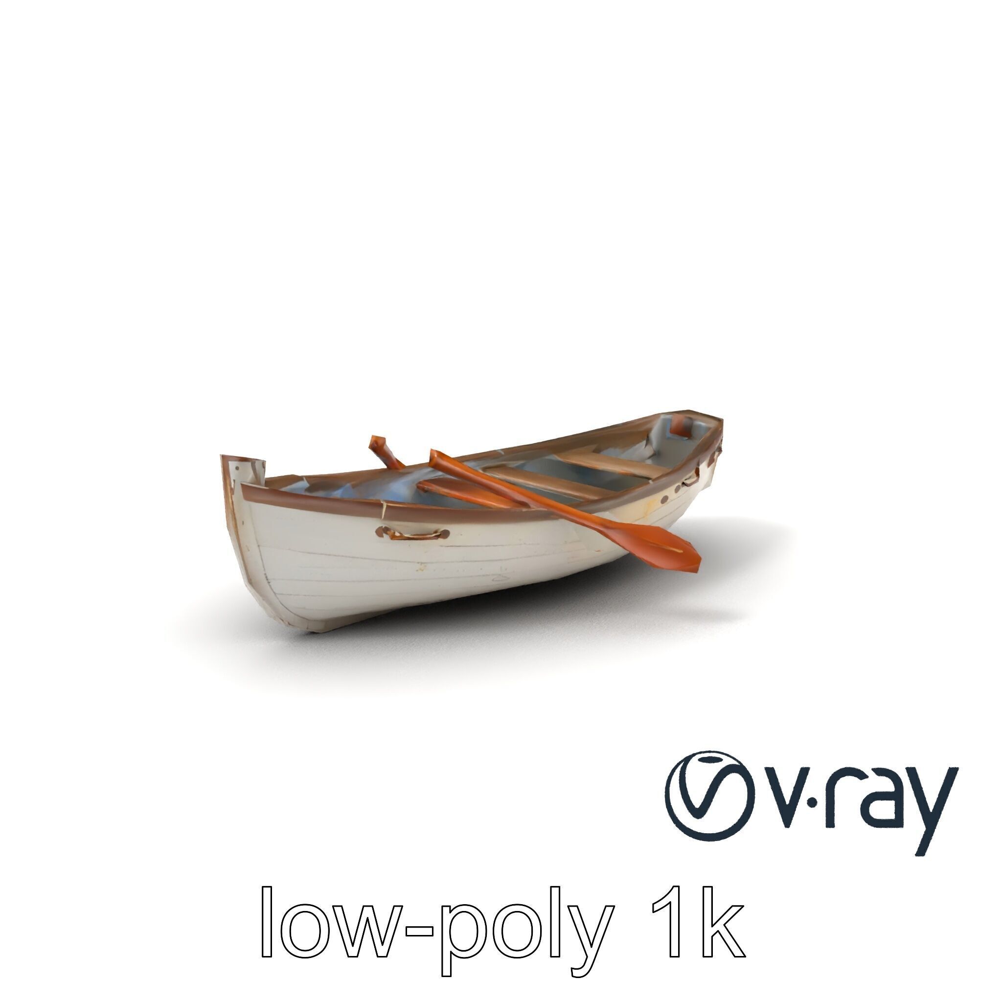 Rustic Rowboat with Oars model pack Low-poly 3D model_4
