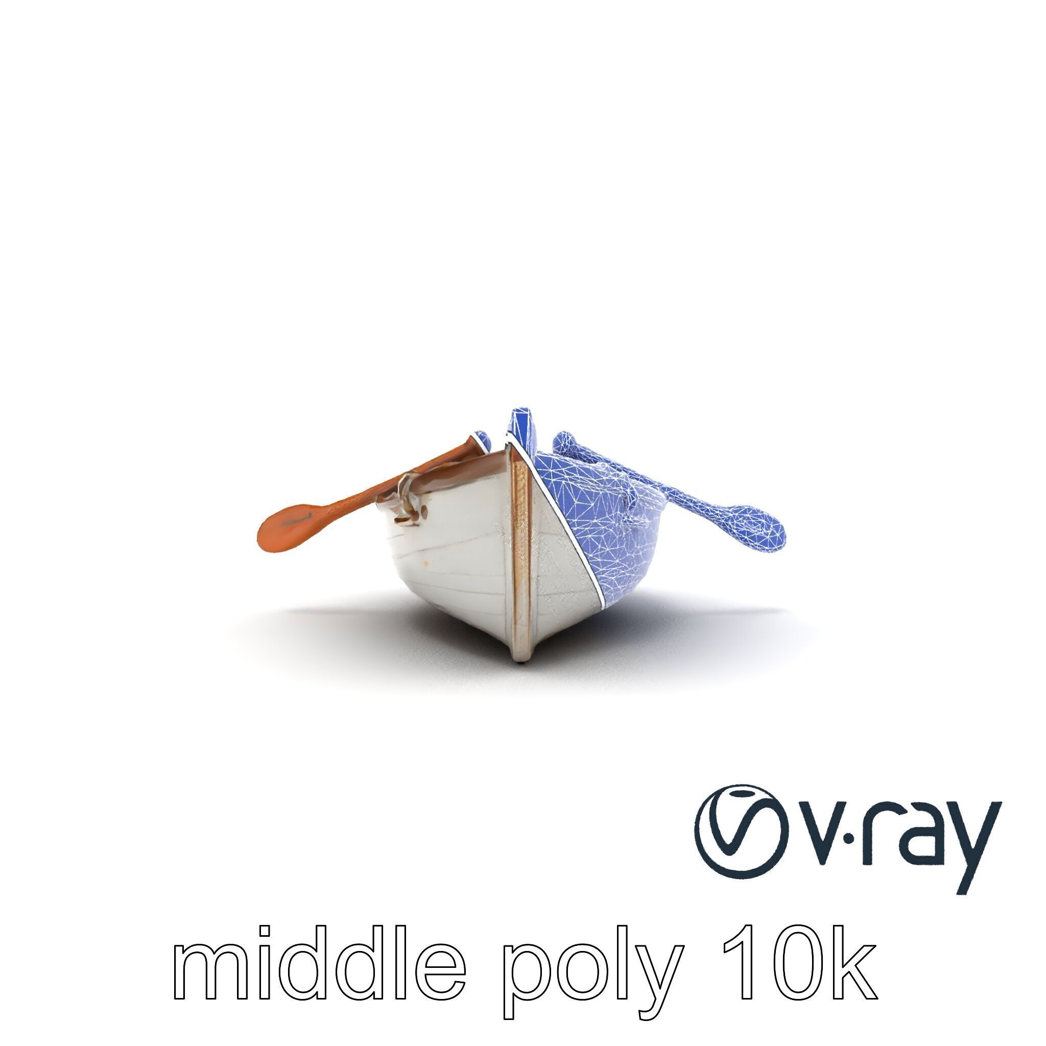 Rustic Rowboat with Oars model pack Low-poly 3D model_23