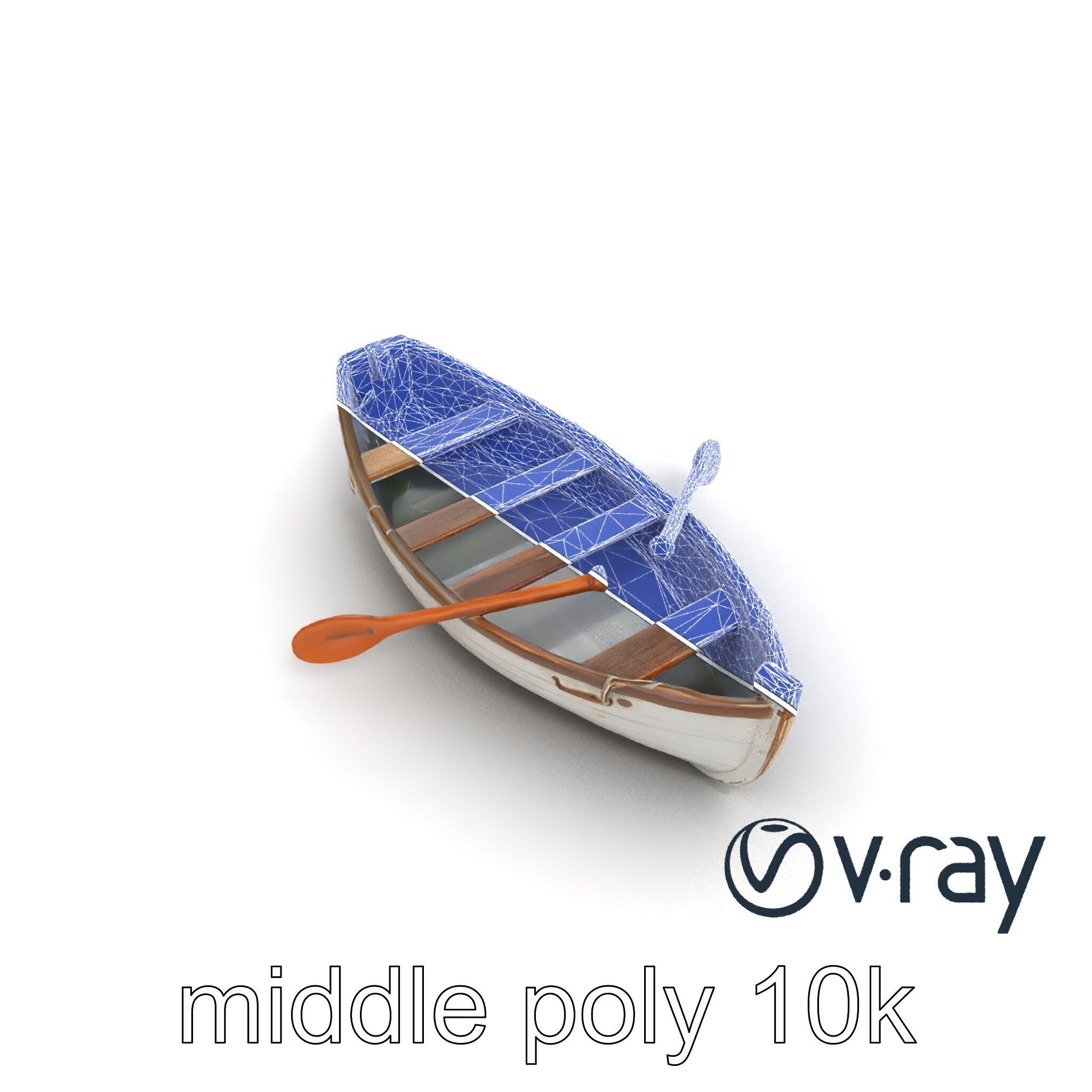 Rustic Rowboat with Oars model pack Low-poly 3D model_21