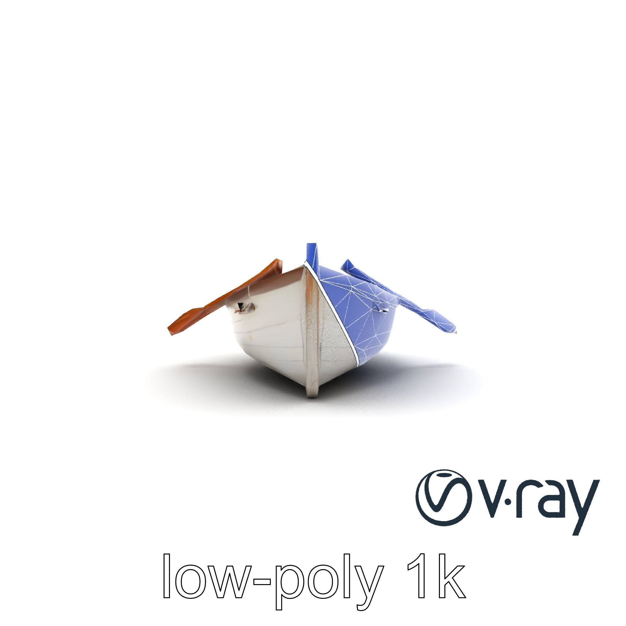 Rustic Rowboat with Oars model pack Low-poly 3D model_13