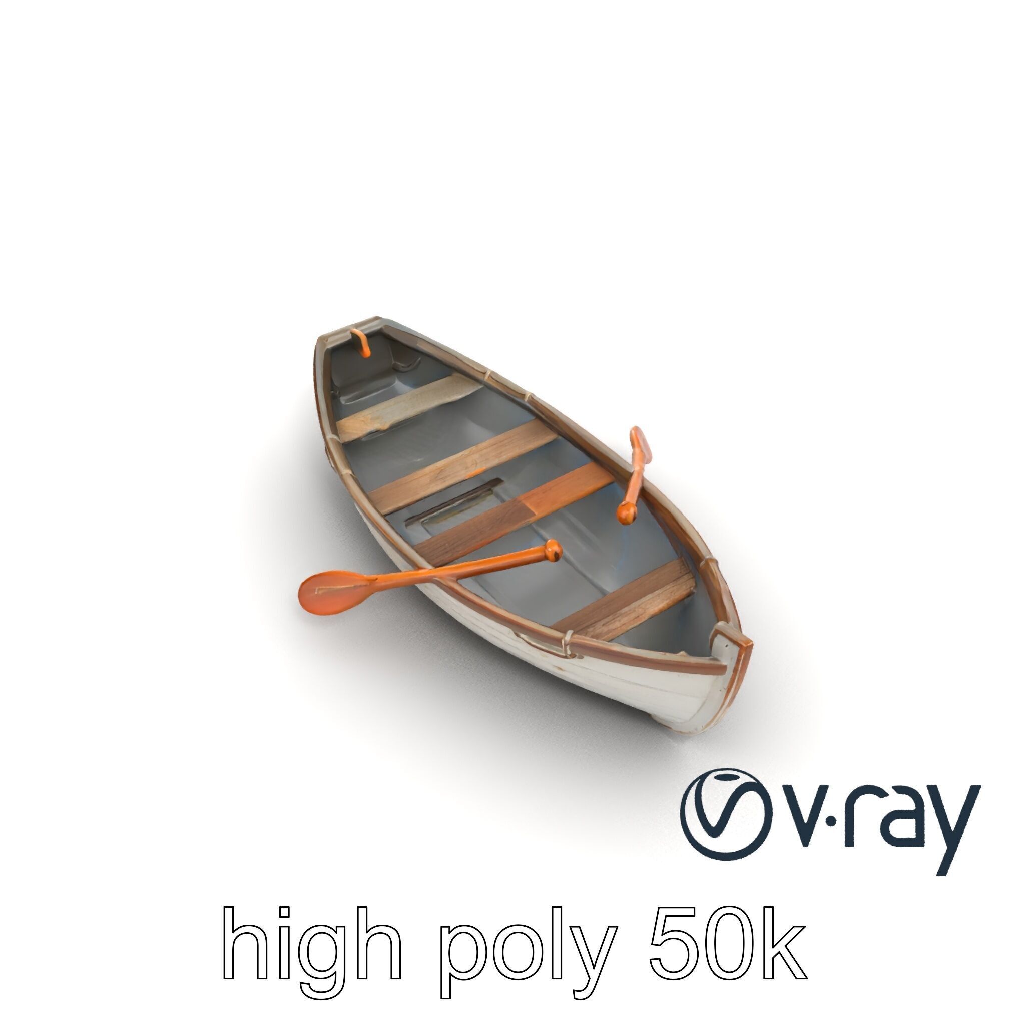 Rustic Rowboat with Oars model pack Low-poly 3D model_17