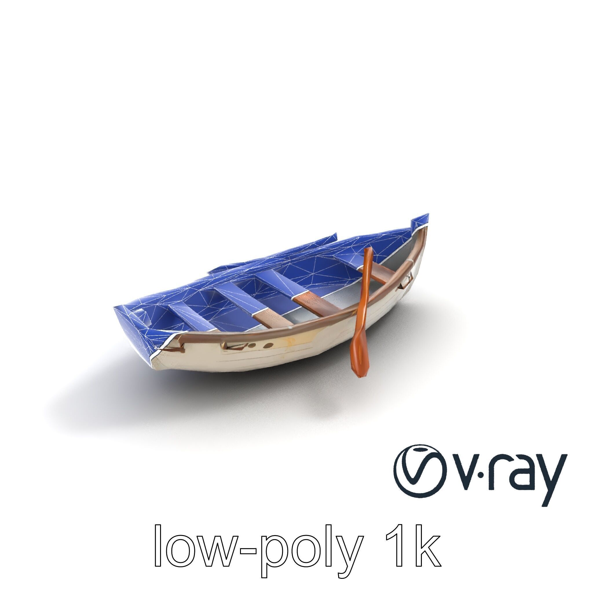 Rustic Rowboat with Oars model pack Low-poly 3D model_15