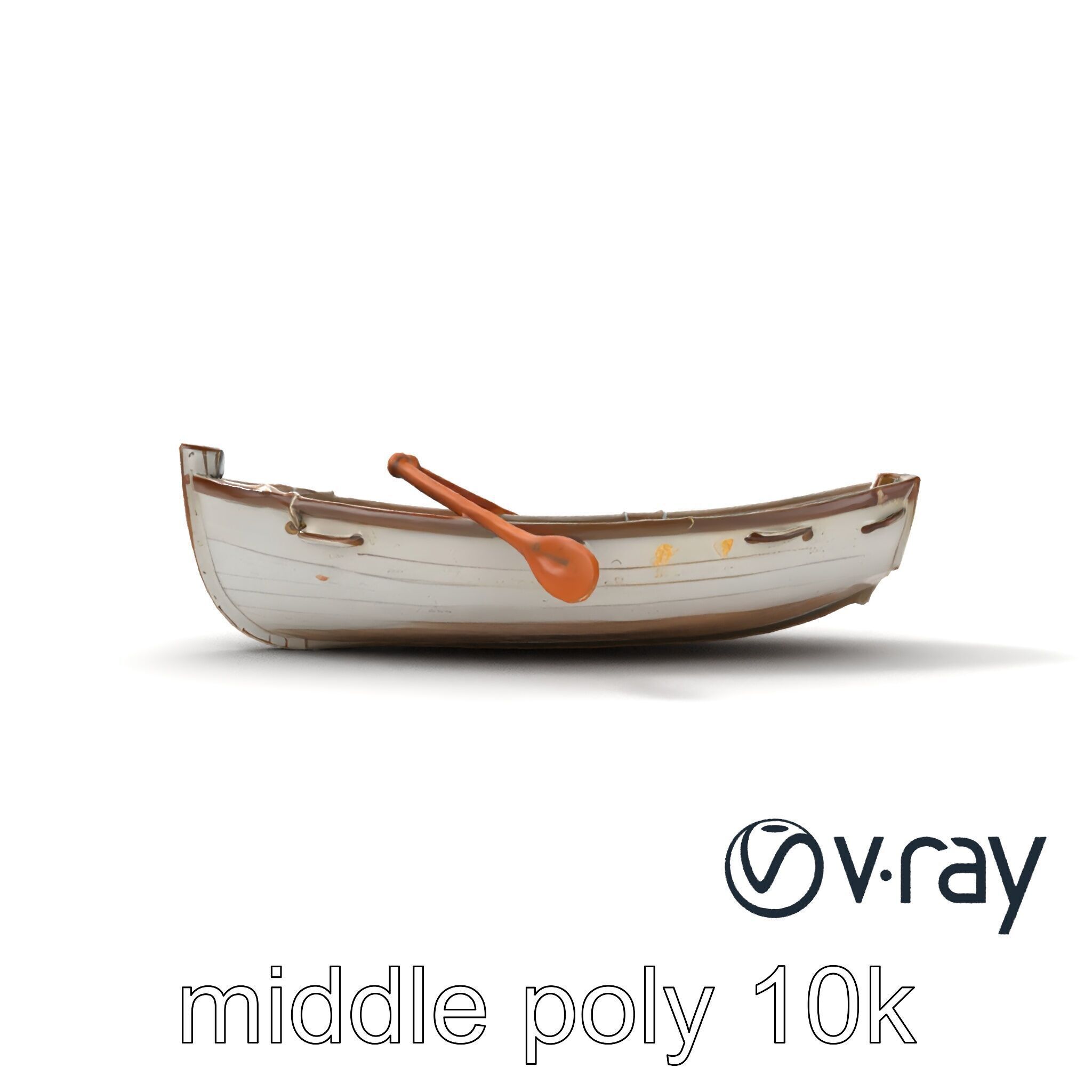 Rustic Rowboat with Oars model pack Low-poly 3D model_20