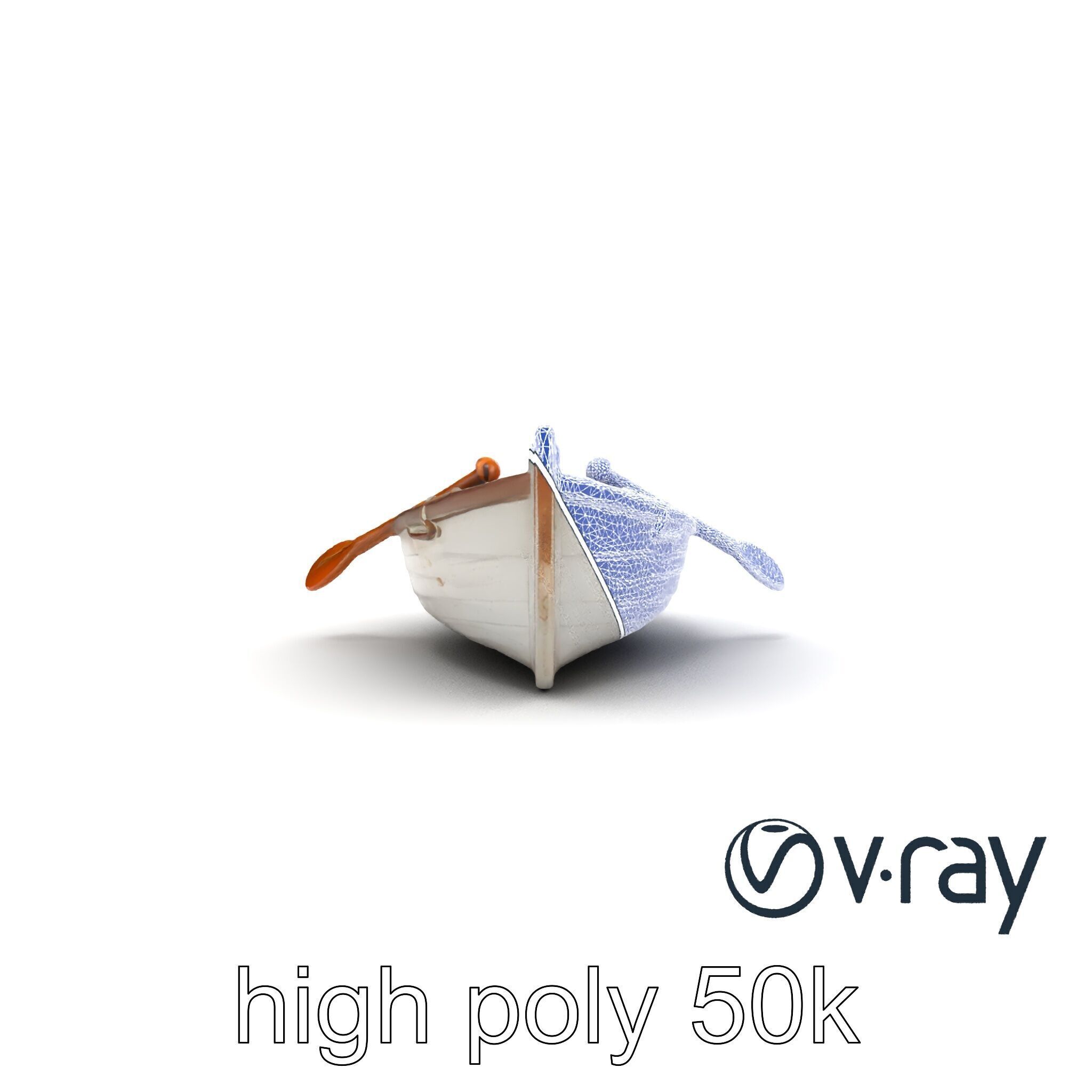 Rustic Rowboat with Oars model pack Low-poly 3D model_27