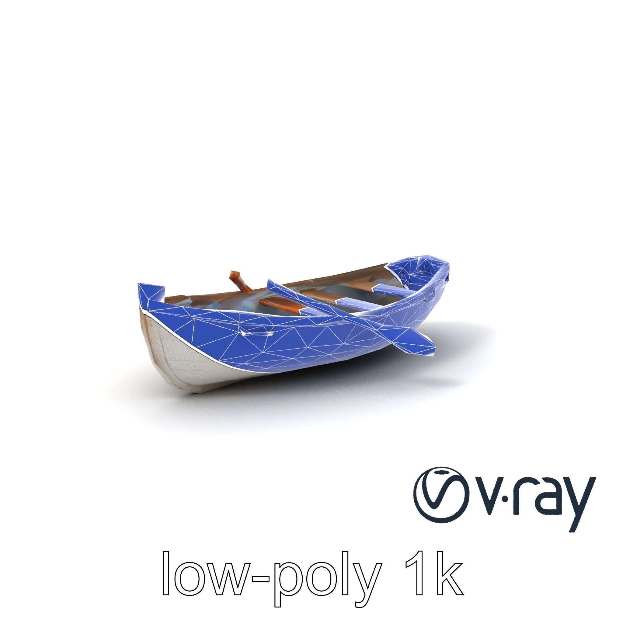 Rustic Rowboat with Oars model pack Low-poly 3D model_6