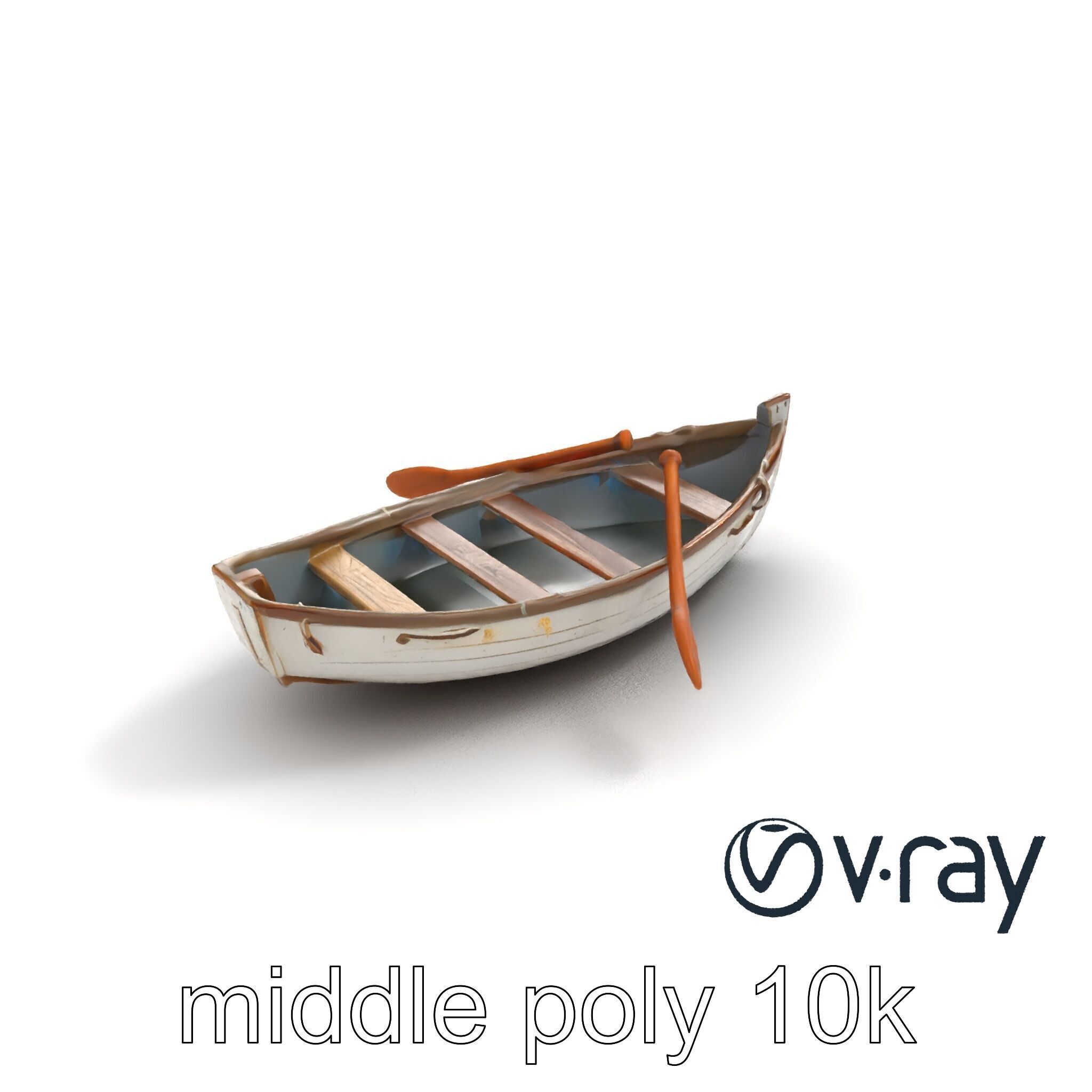 Rustic Rowboat with Oars model pack Low-poly 3D model_7