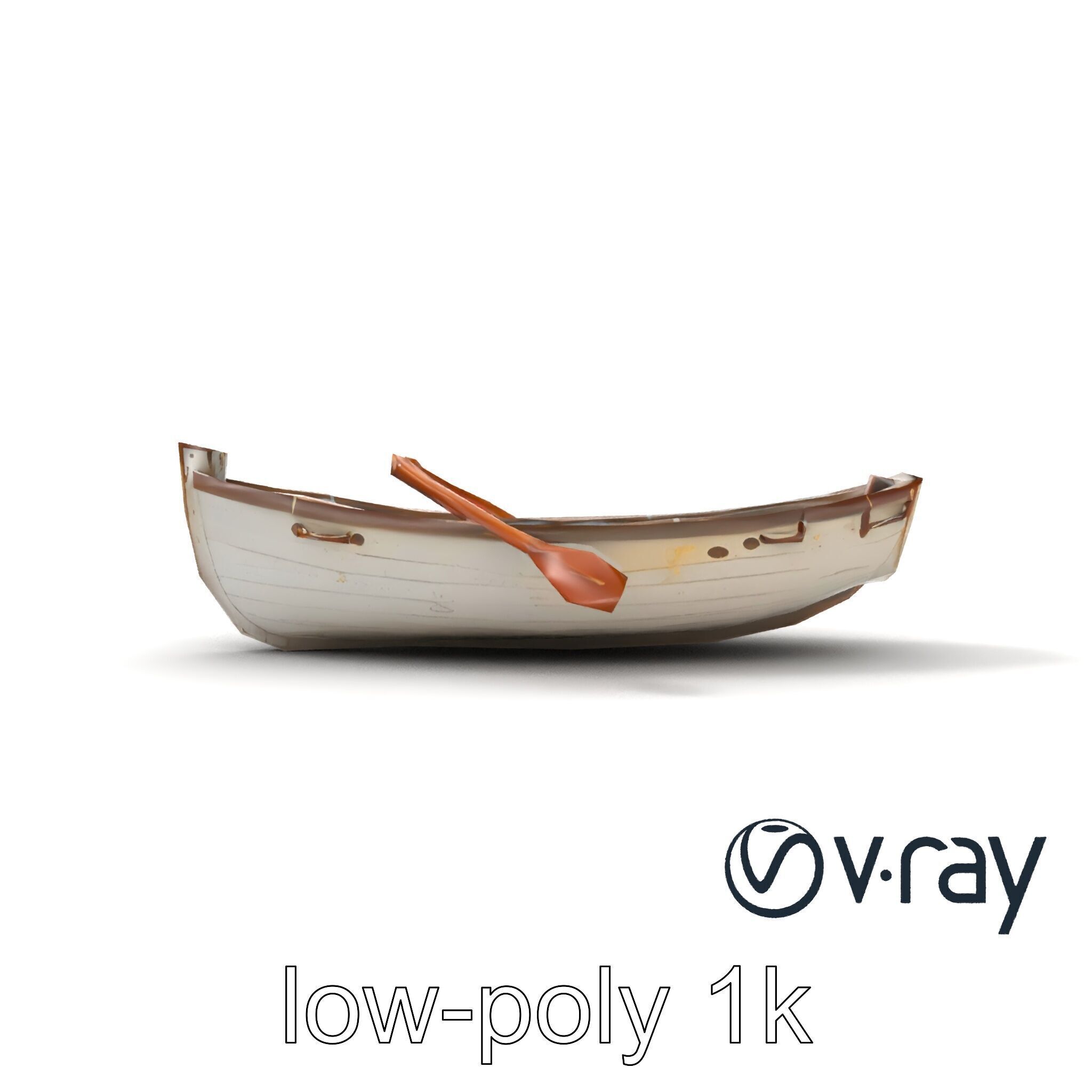 Rustic Rowboat with Oars model pack Low-poly 3D model_12