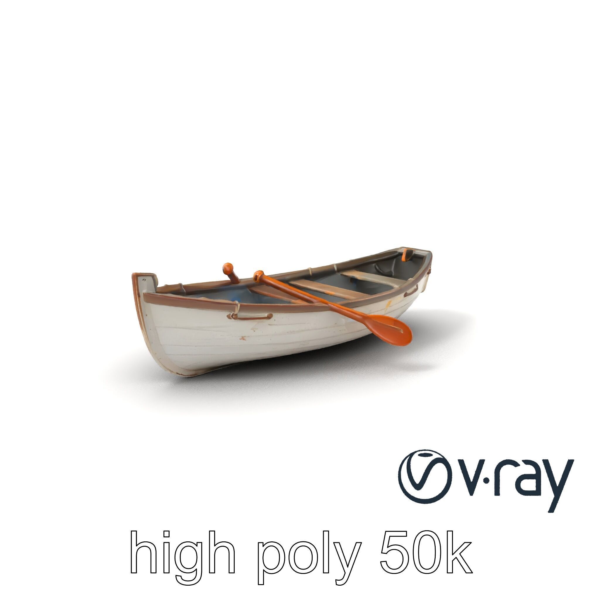 Rustic Rowboat with Oars model pack Low-poly 3D model_2