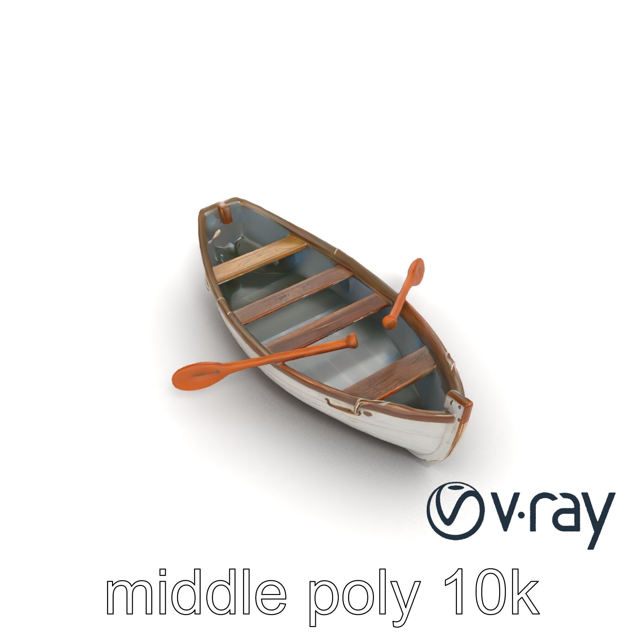 Rustic Rowboat with Oars model pack Low-poly 3D model_30