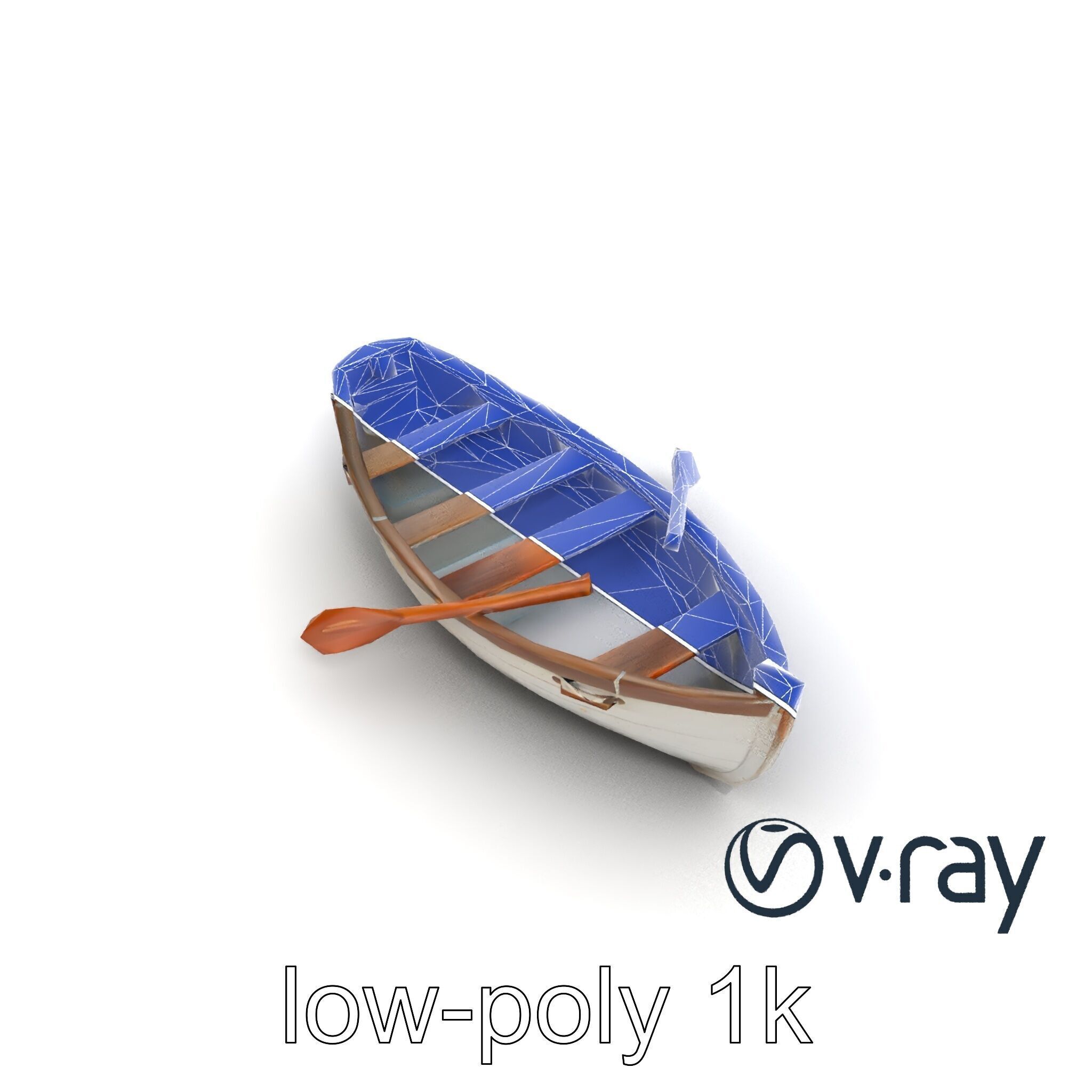 Rustic Rowboat with Oars model pack Low-poly 3D model_28