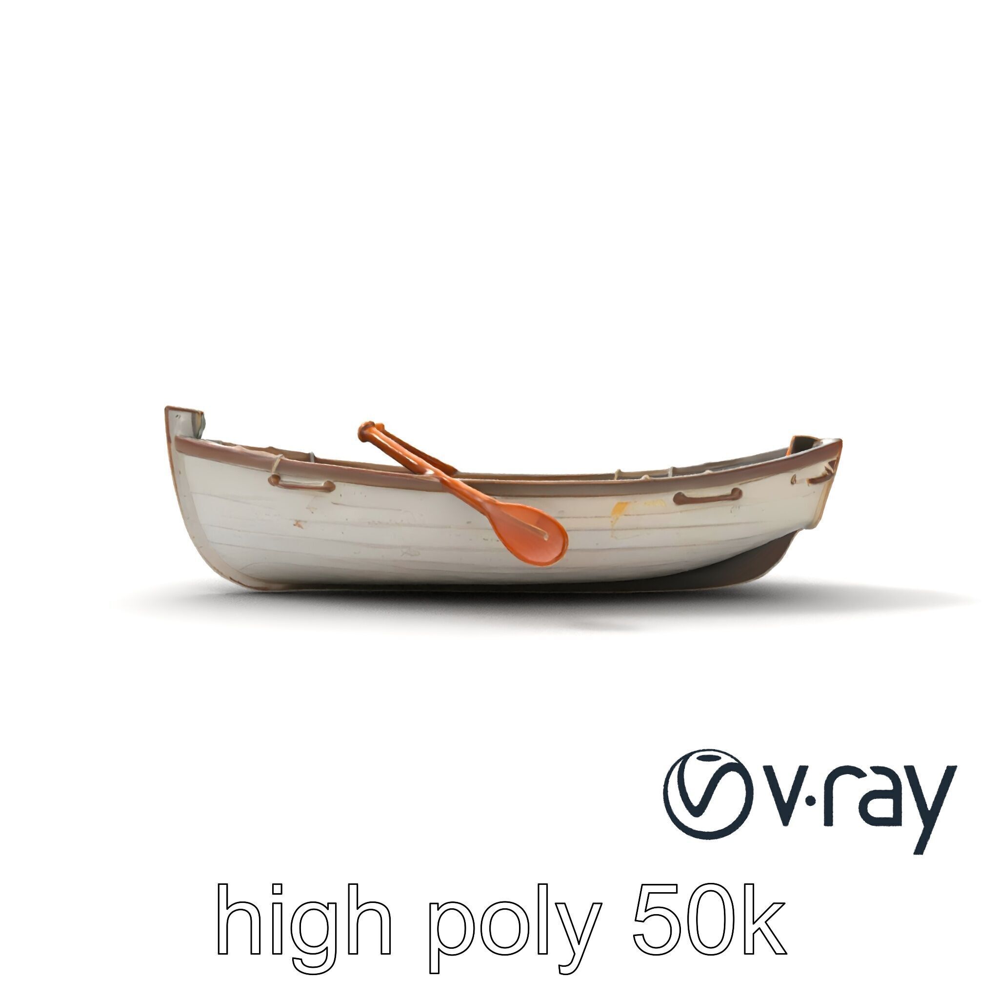 Rustic Rowboat with Oars model pack Low-poly 3D model_14