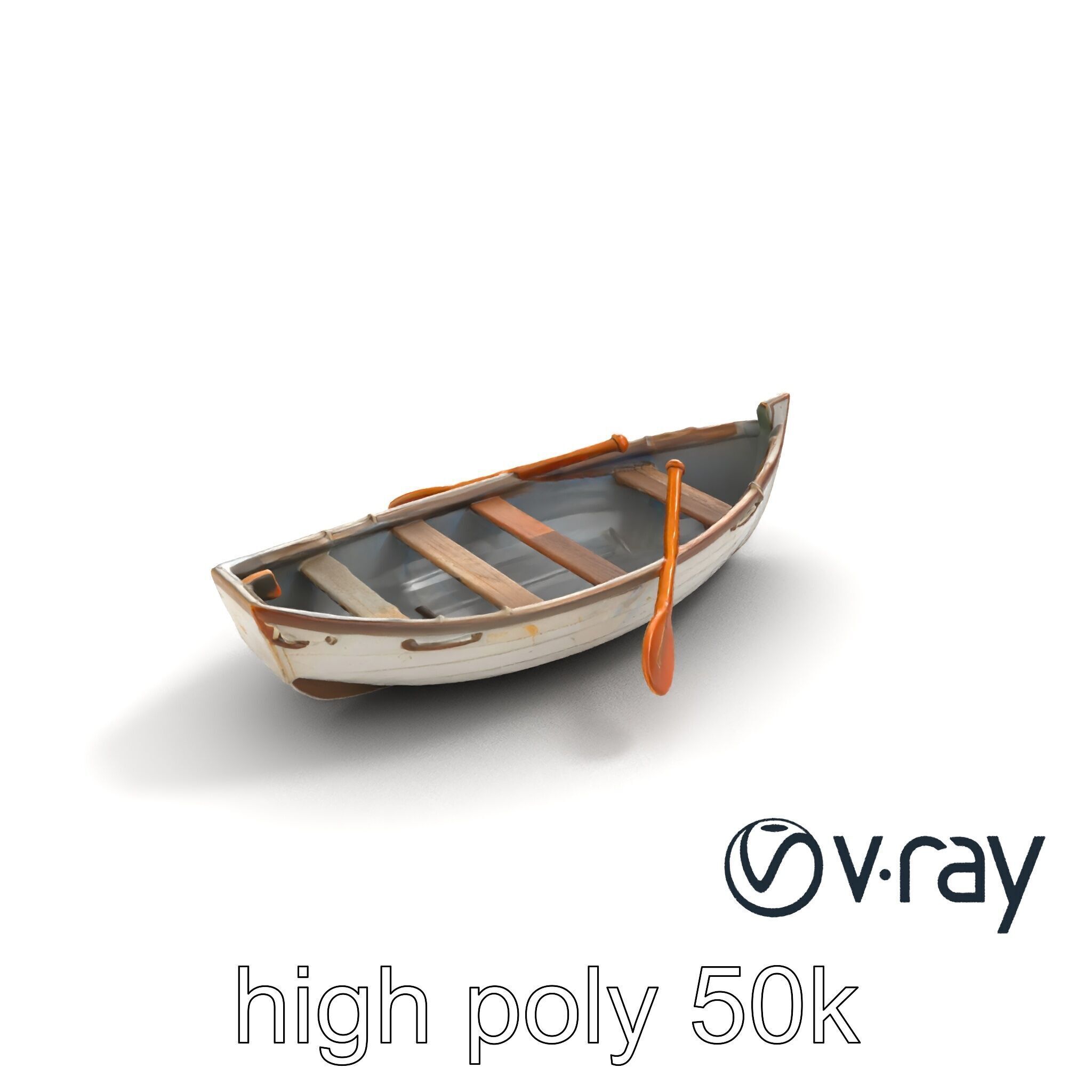 Rustic Rowboat with Oars model pack Low-poly 3D model_9