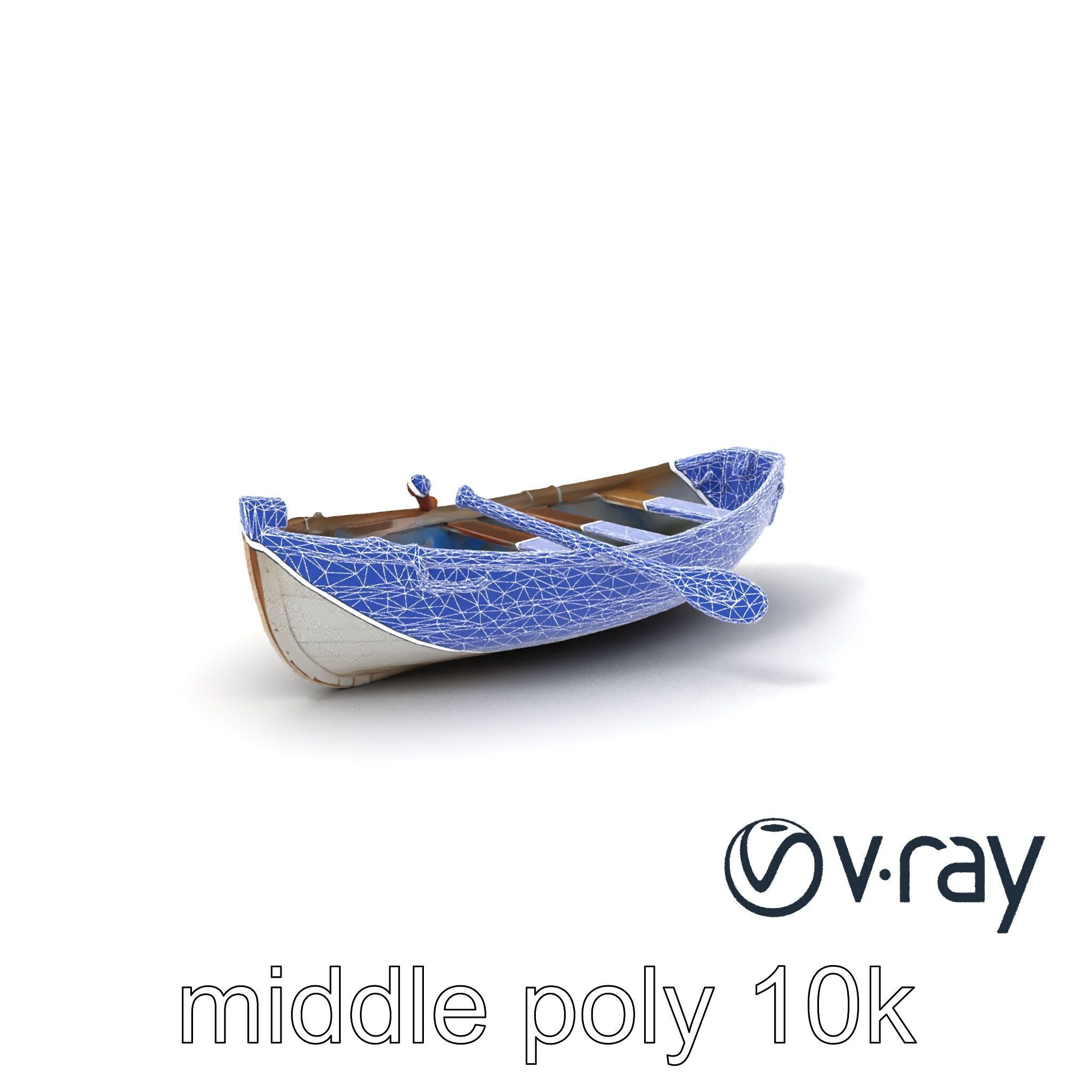 Rustic Rowboat with Oars model pack Low-poly 3D model_5