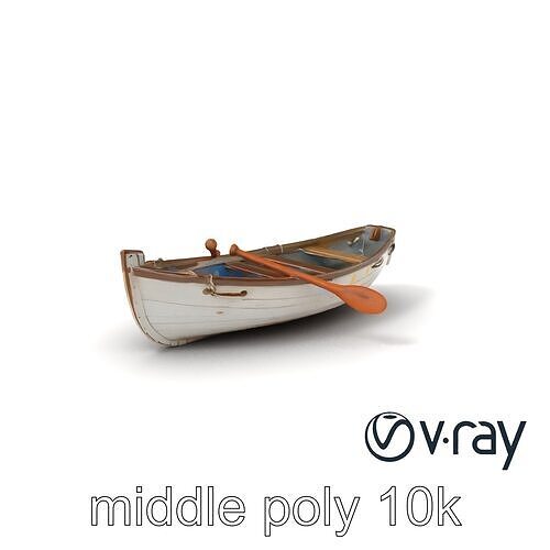 Rustic Rowboat with Oars model pack Low-poly 3D model
