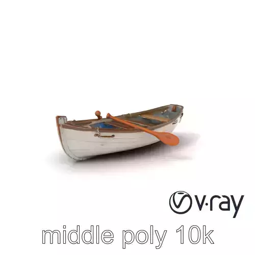 Rustic Rowboat with Oars model pack Low-poly 3D model