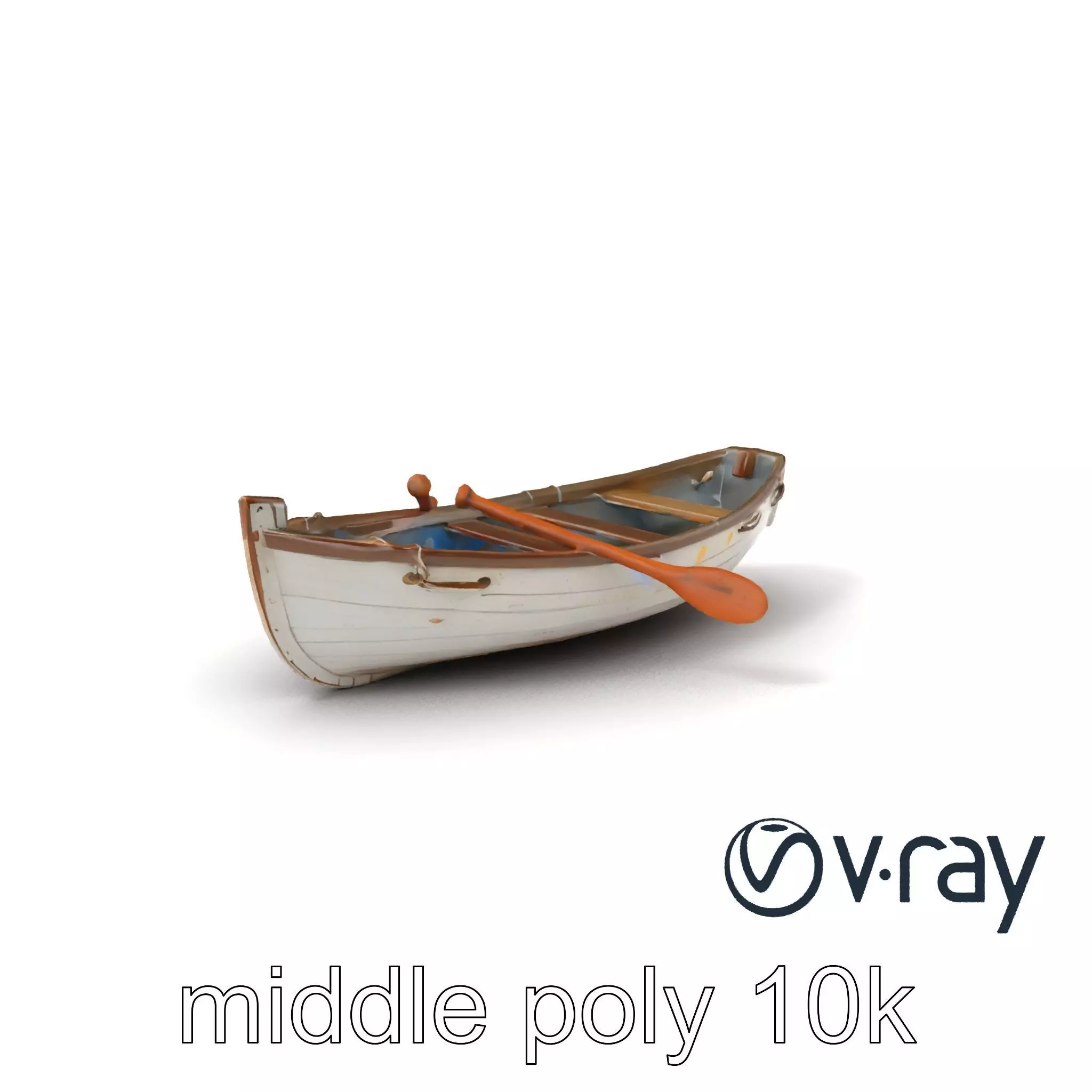 Rustic Rowboat with Oars model pack Low-poly 3D model_0