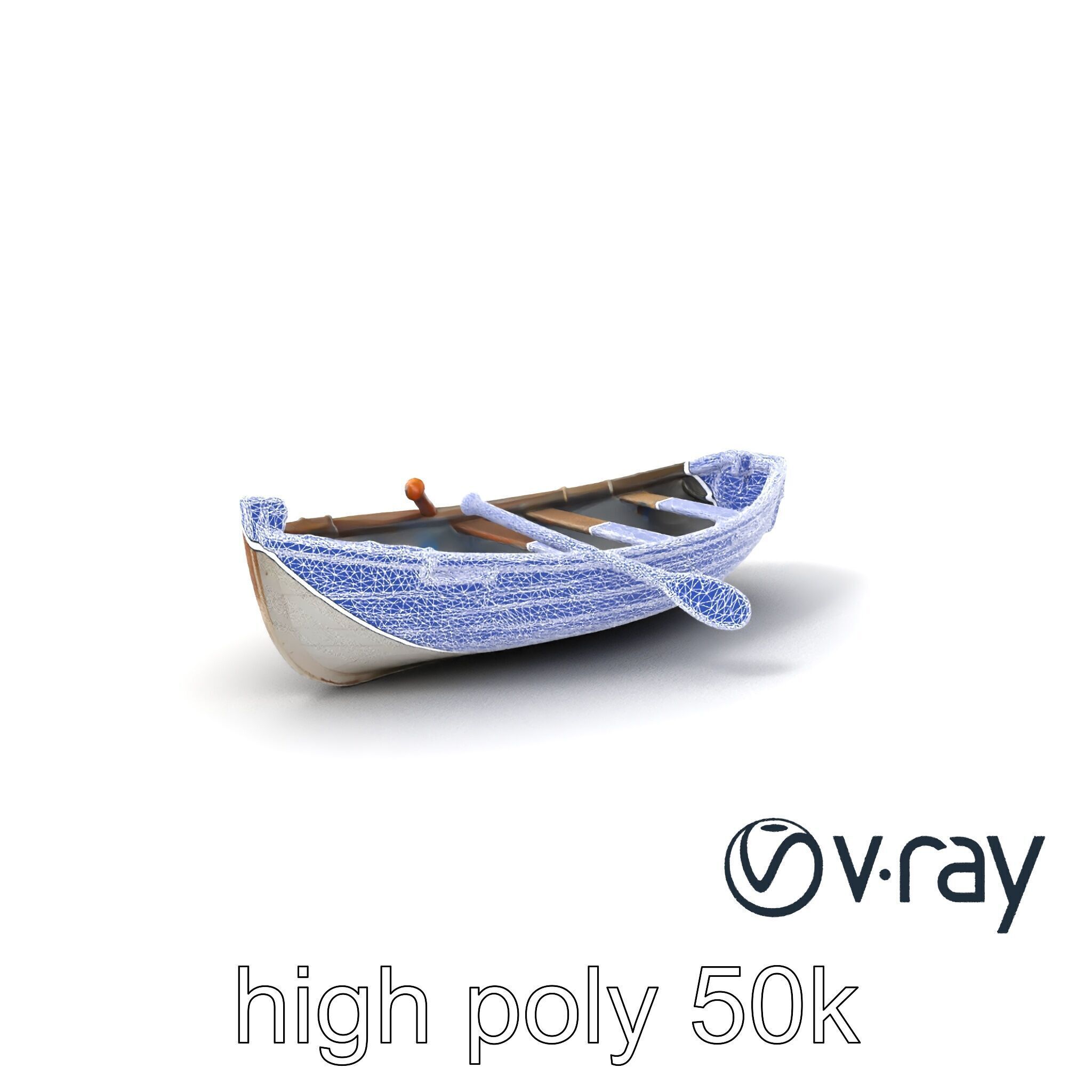 Rustic Rowboat with Oars model pack Low-poly 3D model_1
