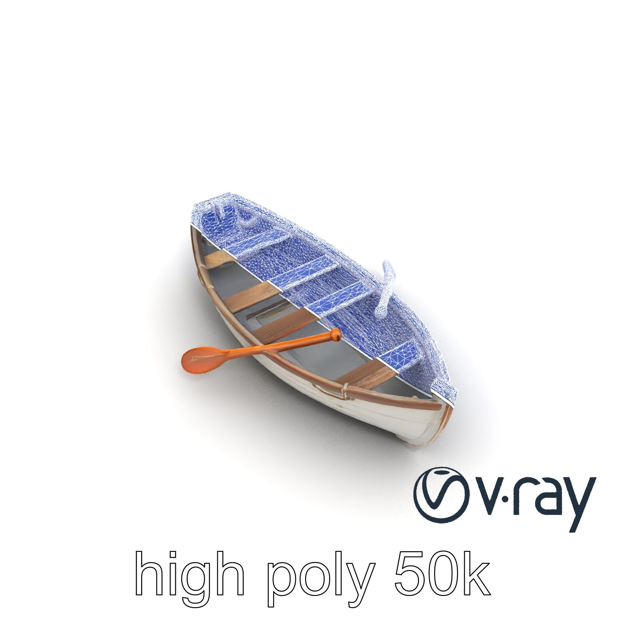 Rustic Rowboat with Oars model pack Low-poly 3D model_16