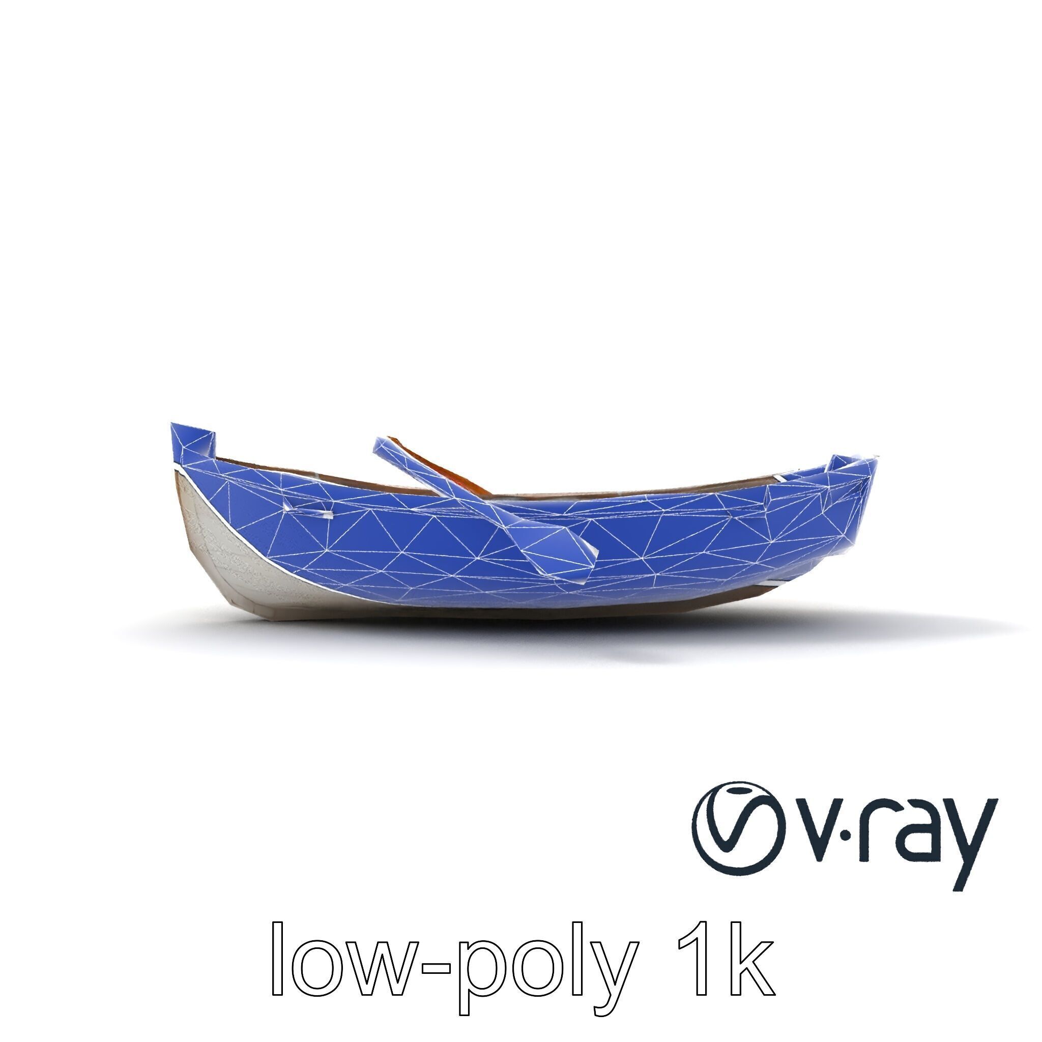 Rustic Rowboat with Oars model pack Low-poly 3D model_19