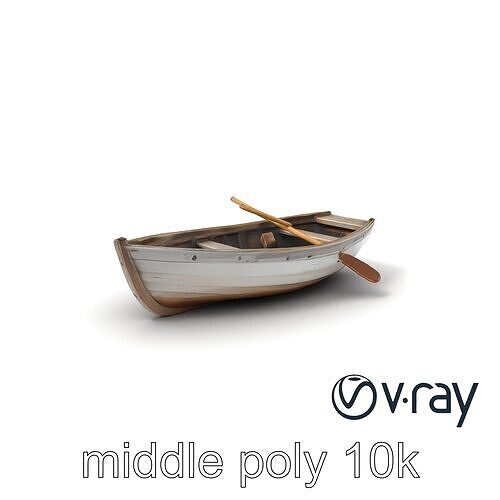 Weathered Wooden Rowboat model pack Low-poly 3D model