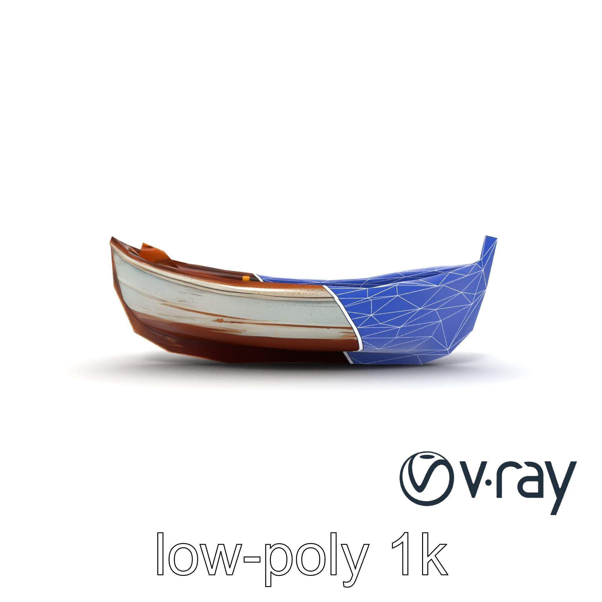 Rustic Rowboat with Oars model pack Low-poly 3D model_15