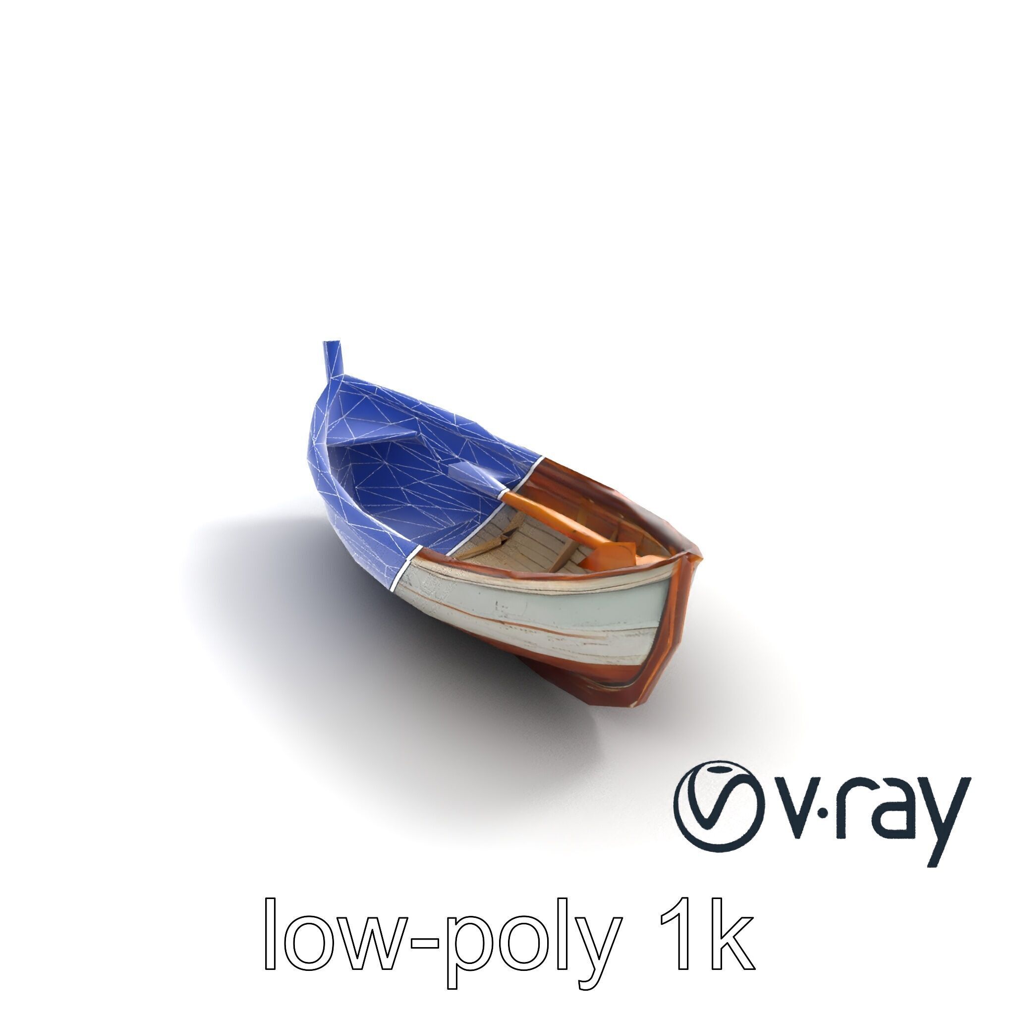 Rustic Rowboat with Oars model pack Low-poly 3D model_16