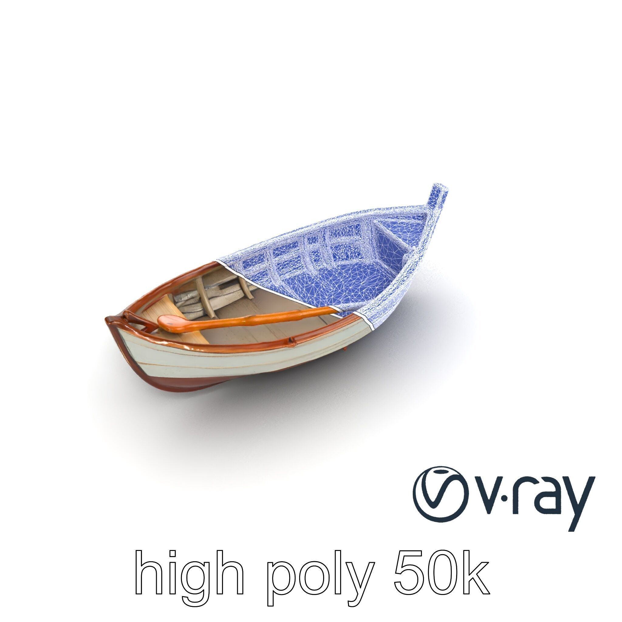 Rustic Rowboat with Oars model pack Low-poly 3D model_30