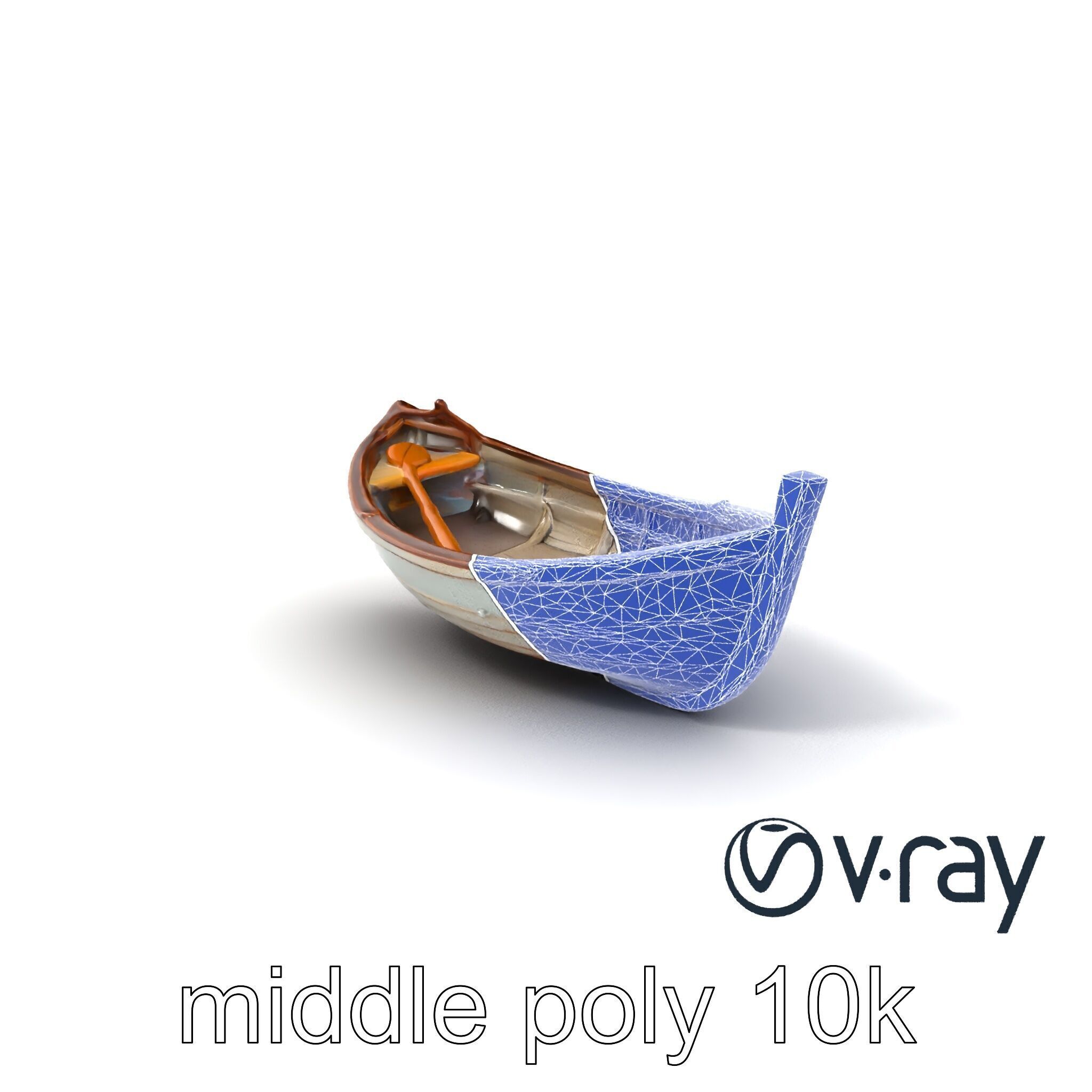 Rustic Rowboat with Oars model pack Low-poly 3D model_5