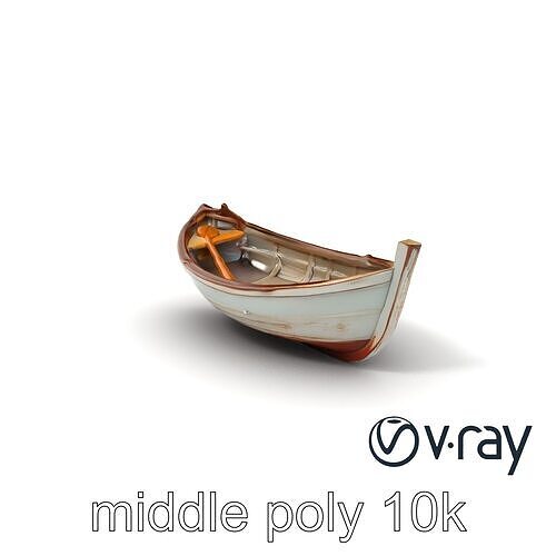 Rustic Rowboat with Oars model pack Low-poly 3D model
