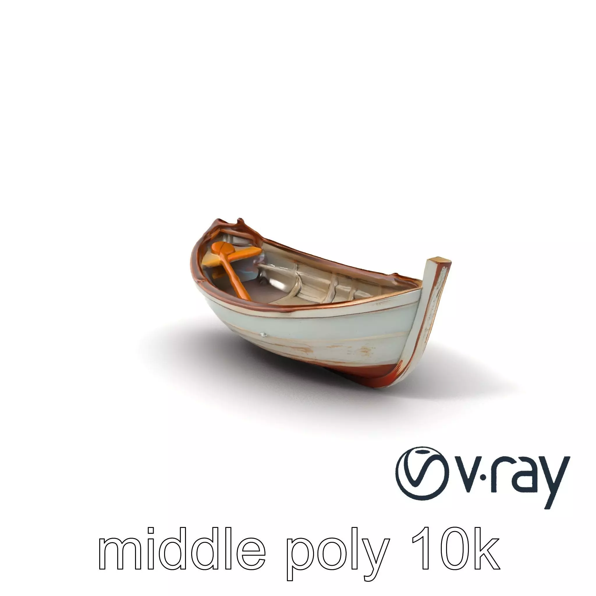 Rustic Rowboat with Oars model pack Low-poly 3D model_0