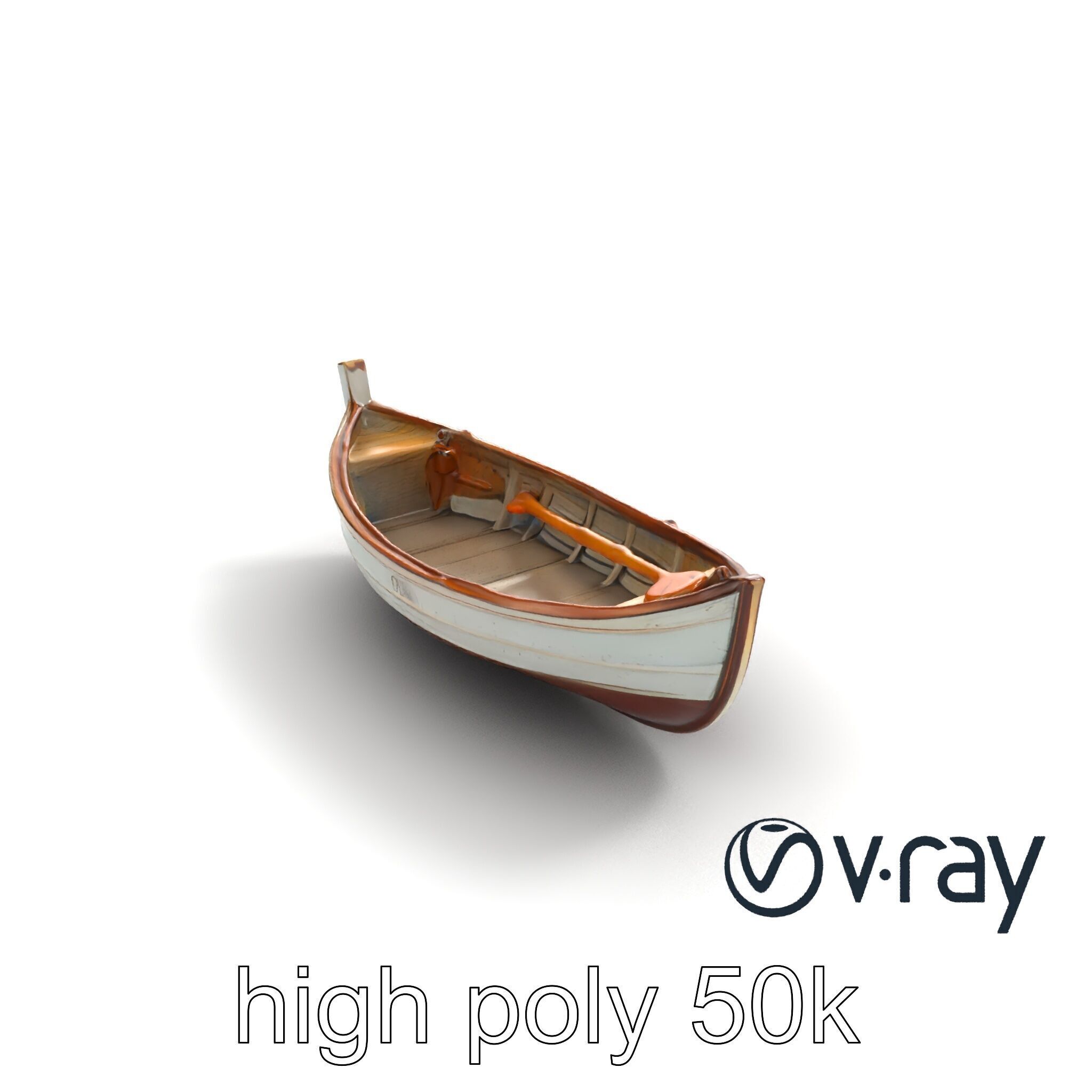 Rustic Rowboat with Oars model pack Low-poly 3D model_9