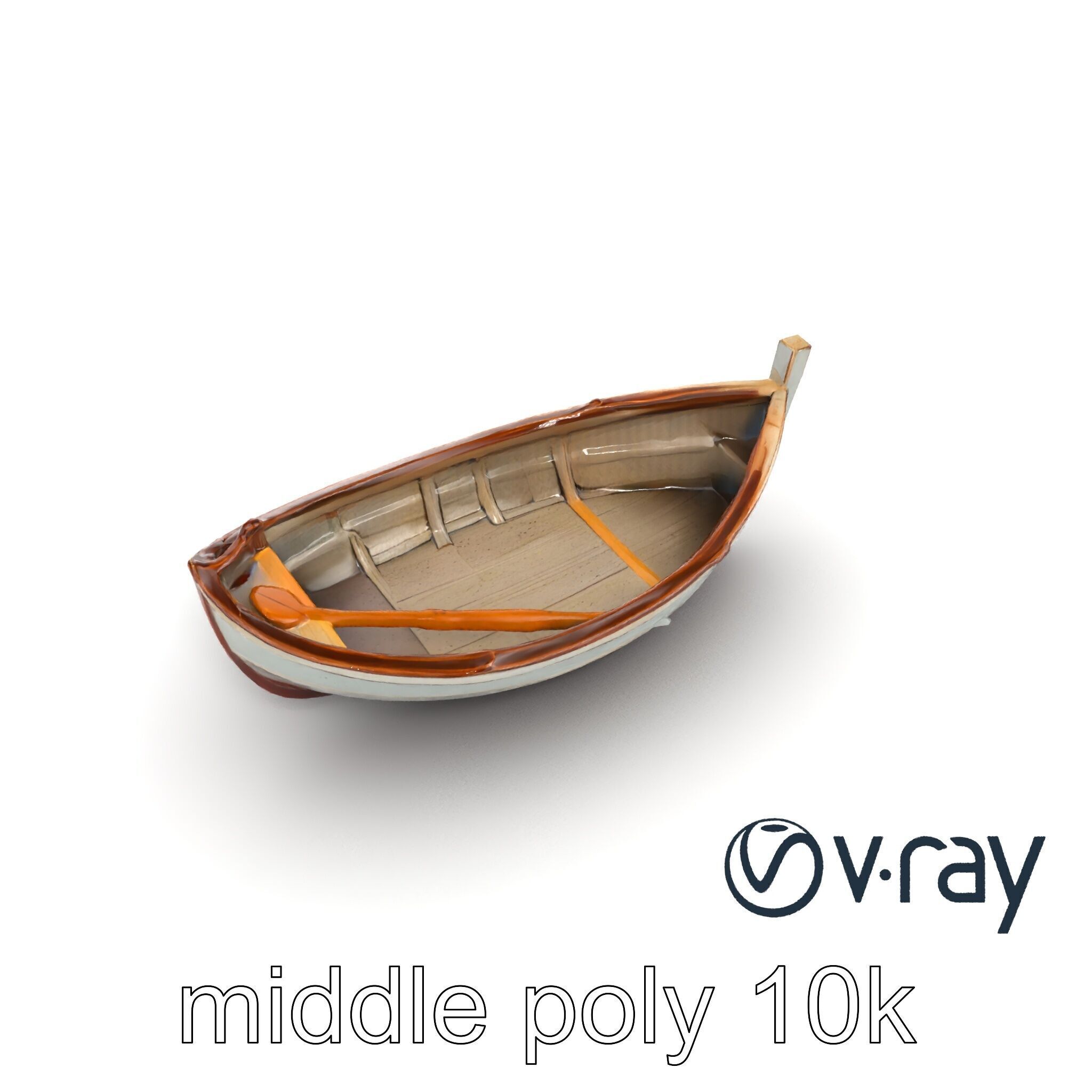 Rustic Rowboat with Oars model pack Low-poly 3D model_29