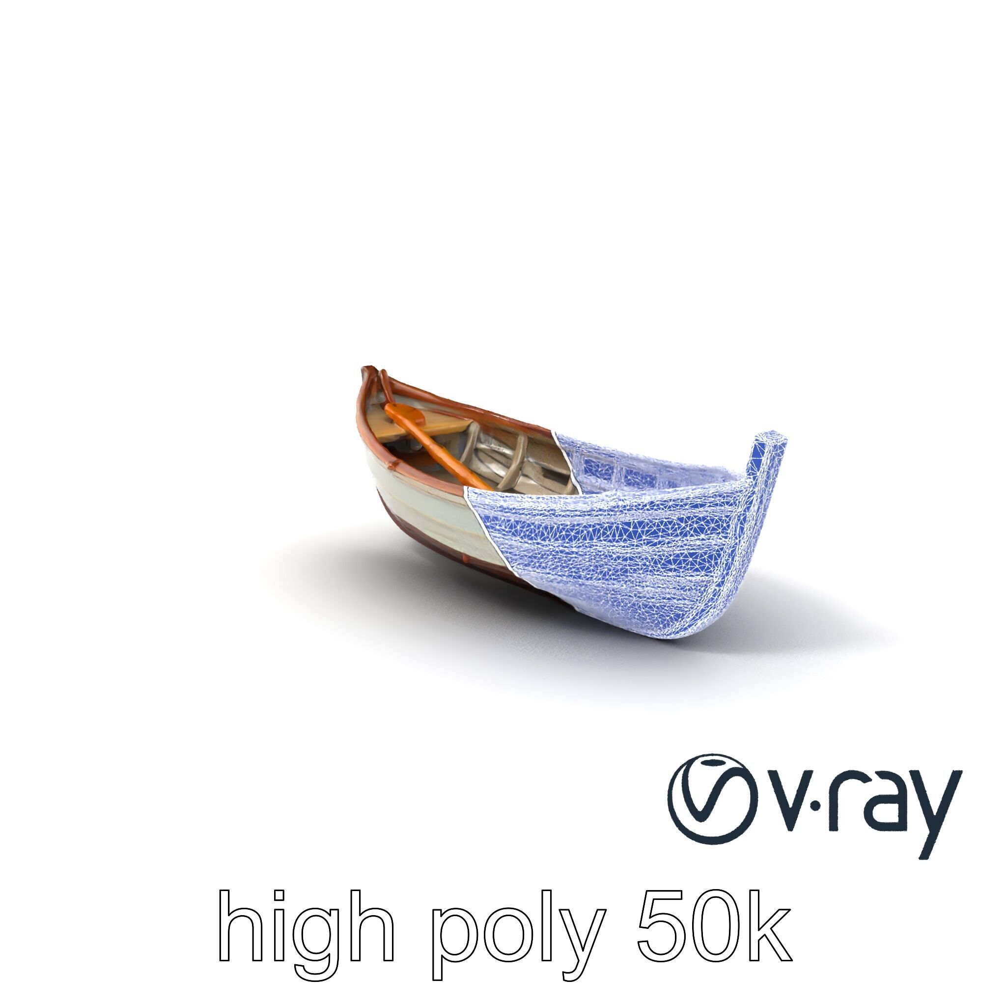 Rustic Rowboat with Oars model pack Low-poly 3D model_1