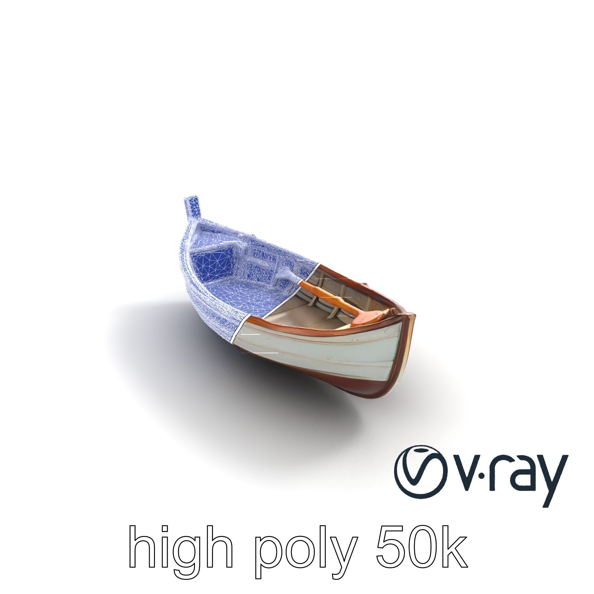 Rustic Rowboat with Oars model pack Low-poly 3D model_25