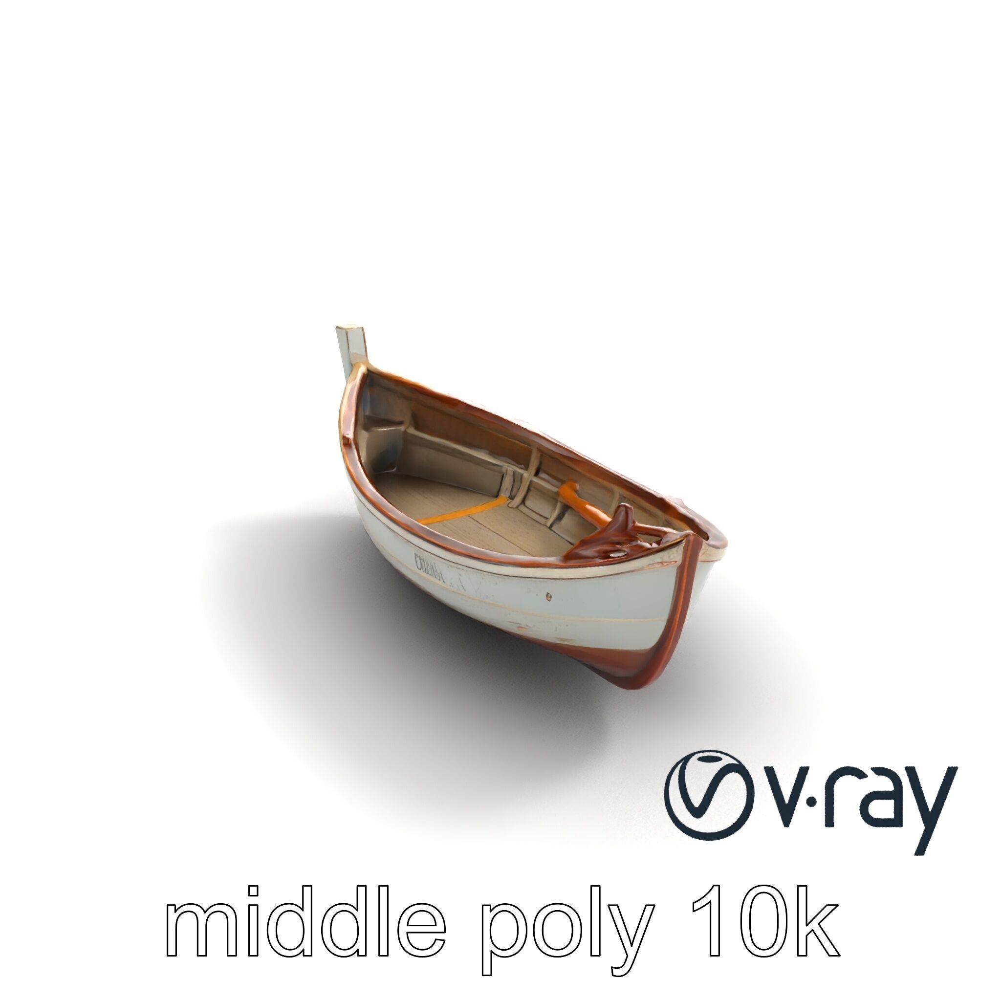 Rustic Rowboat with Oars model pack Low-poly 3D model_7