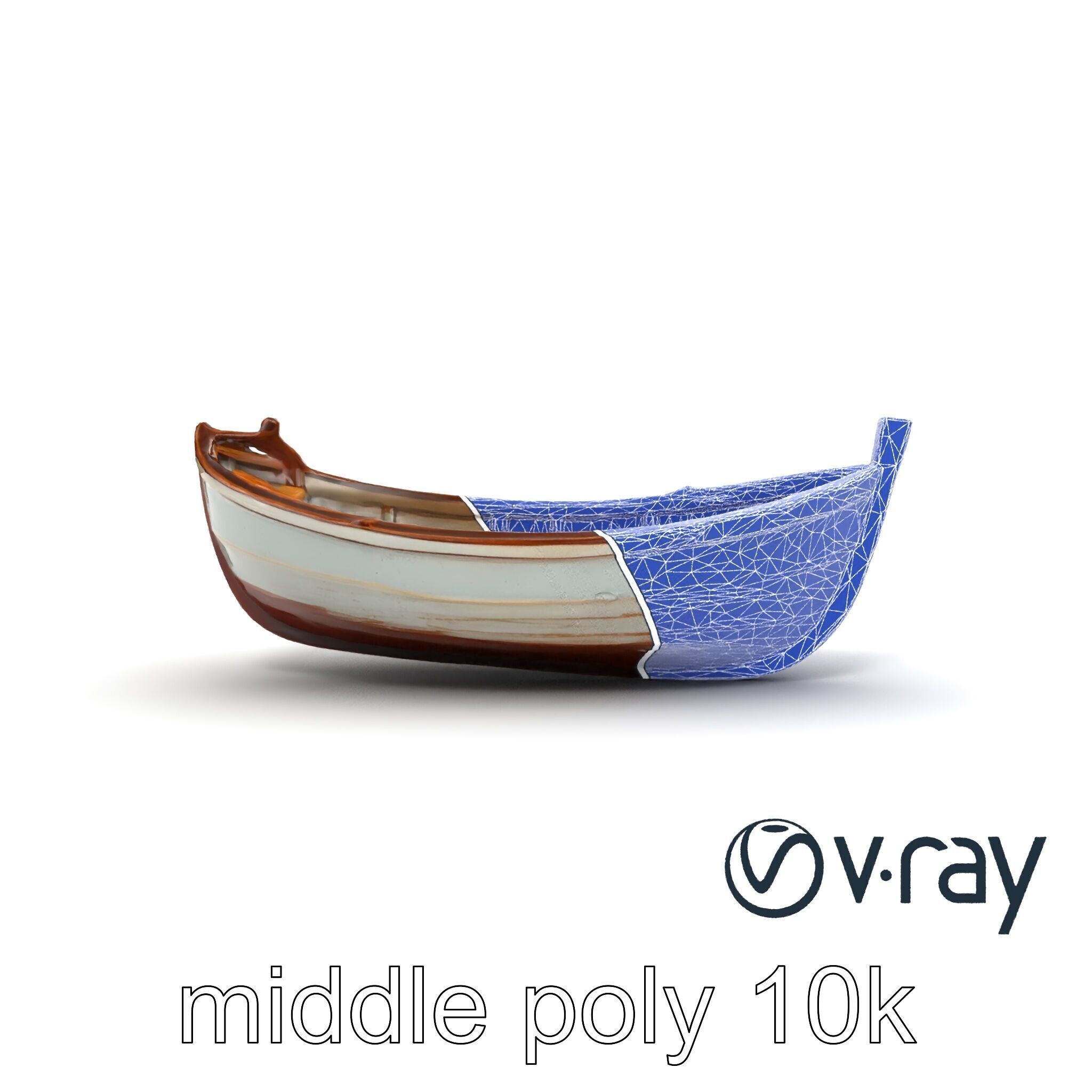 Rustic Rowboat with Oars model pack Low-poly 3D model_12