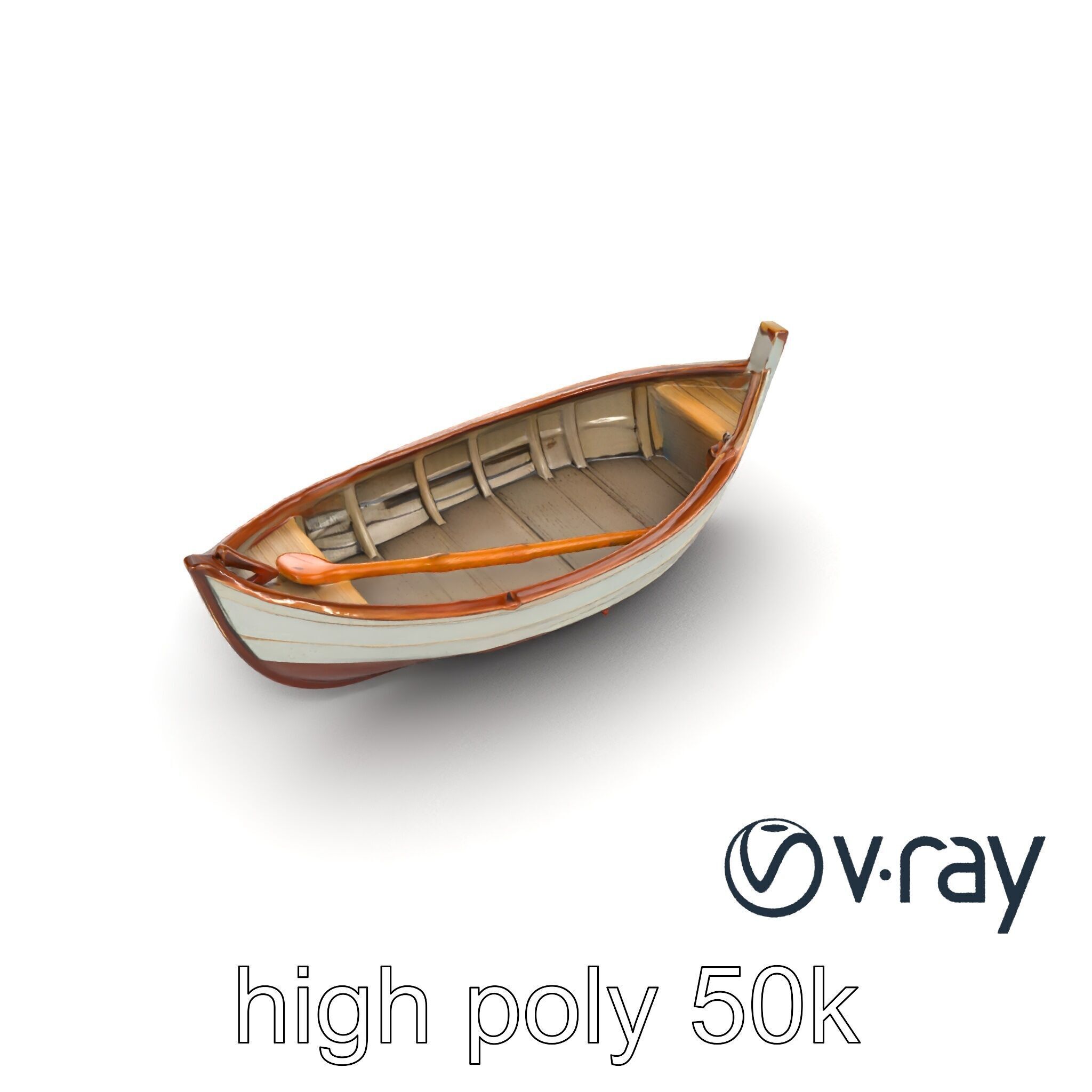 Rustic Rowboat with Oars model pack Low-poly 3D model_14