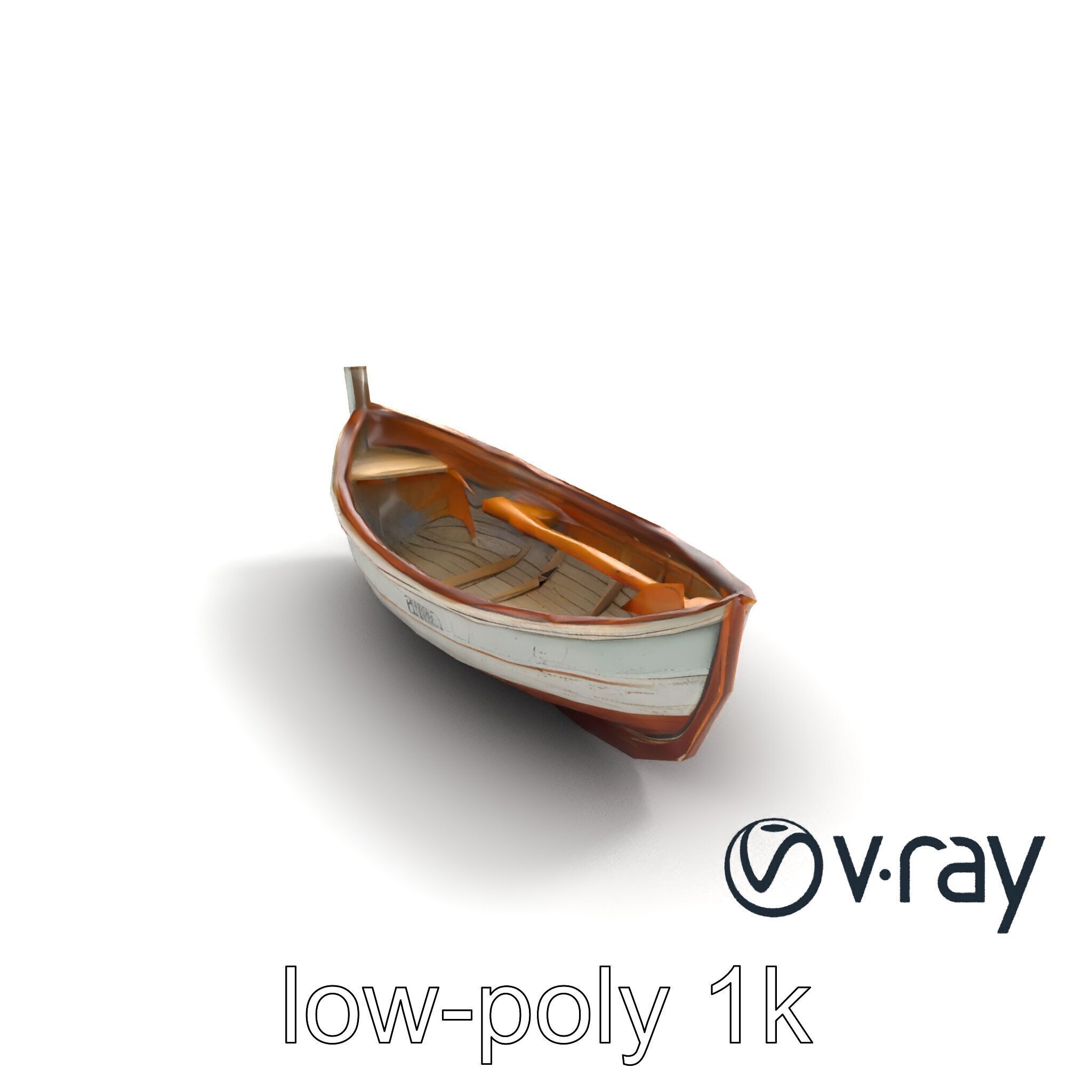 Rustic Rowboat with Oars model pack Low-poly 3D model_8